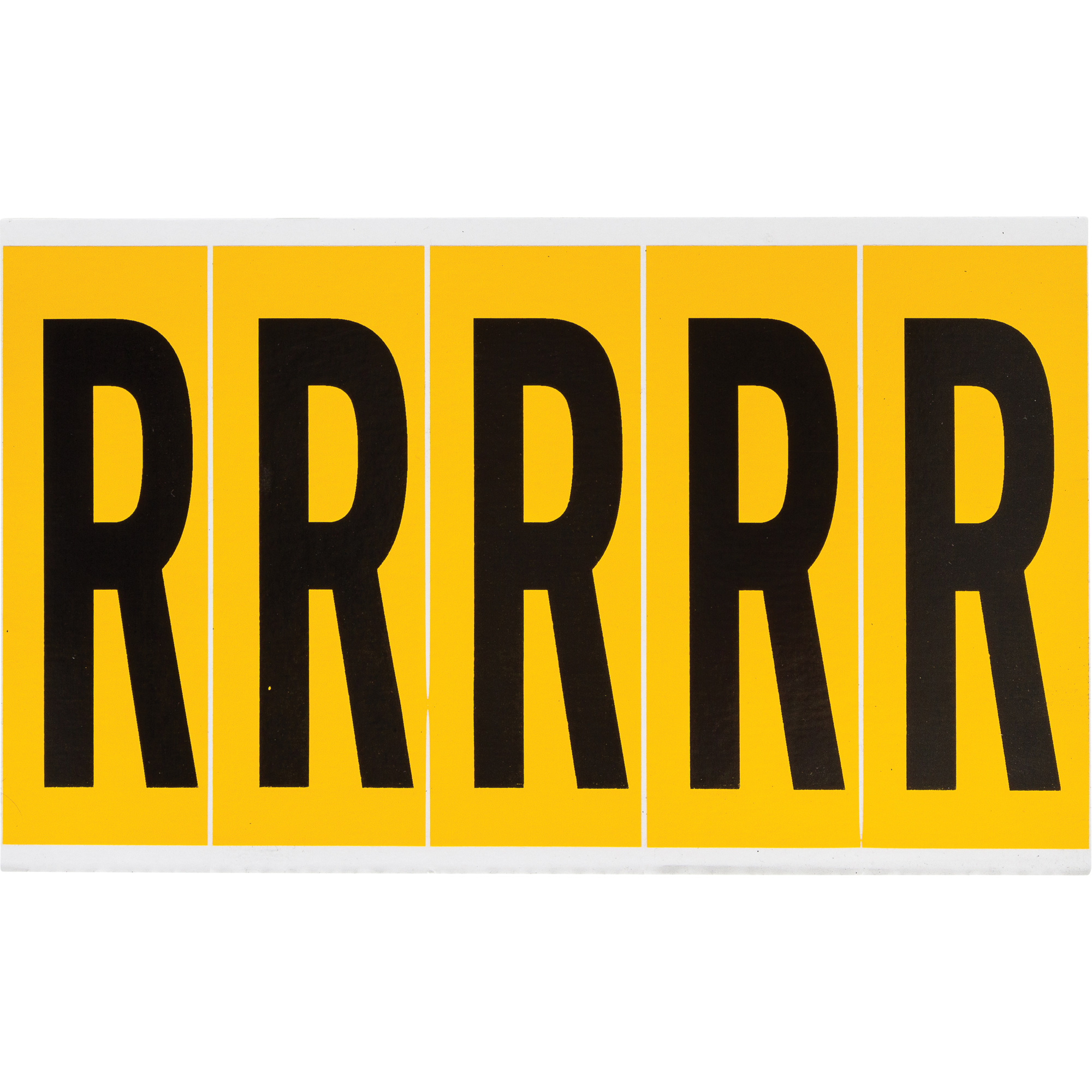 Étiquette de lettres & chiffres individuels, R, 4" h, Noir sur jaune