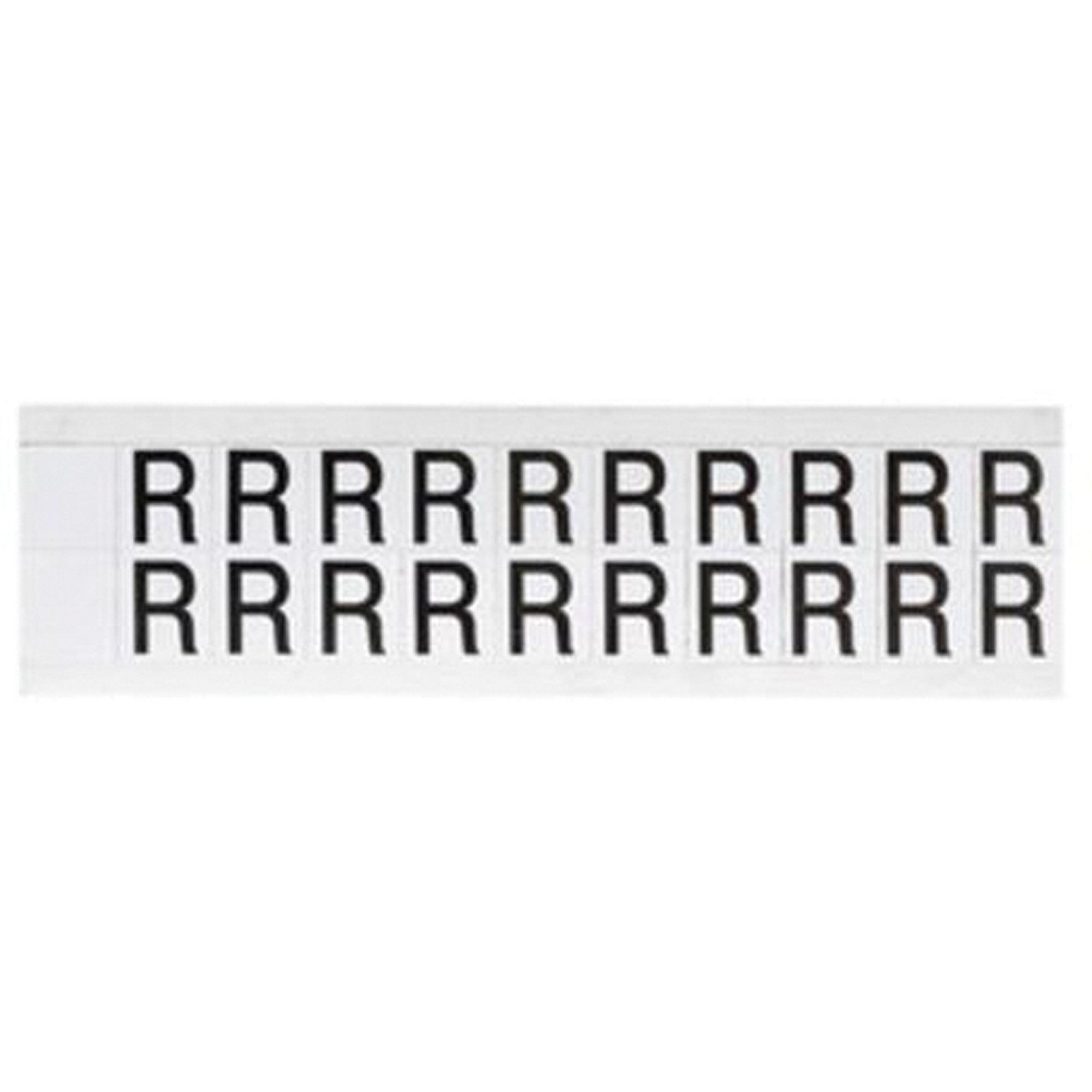 Étiquette de lettres & chiffres individuels, R, 5/8" h, Noir sur blanc