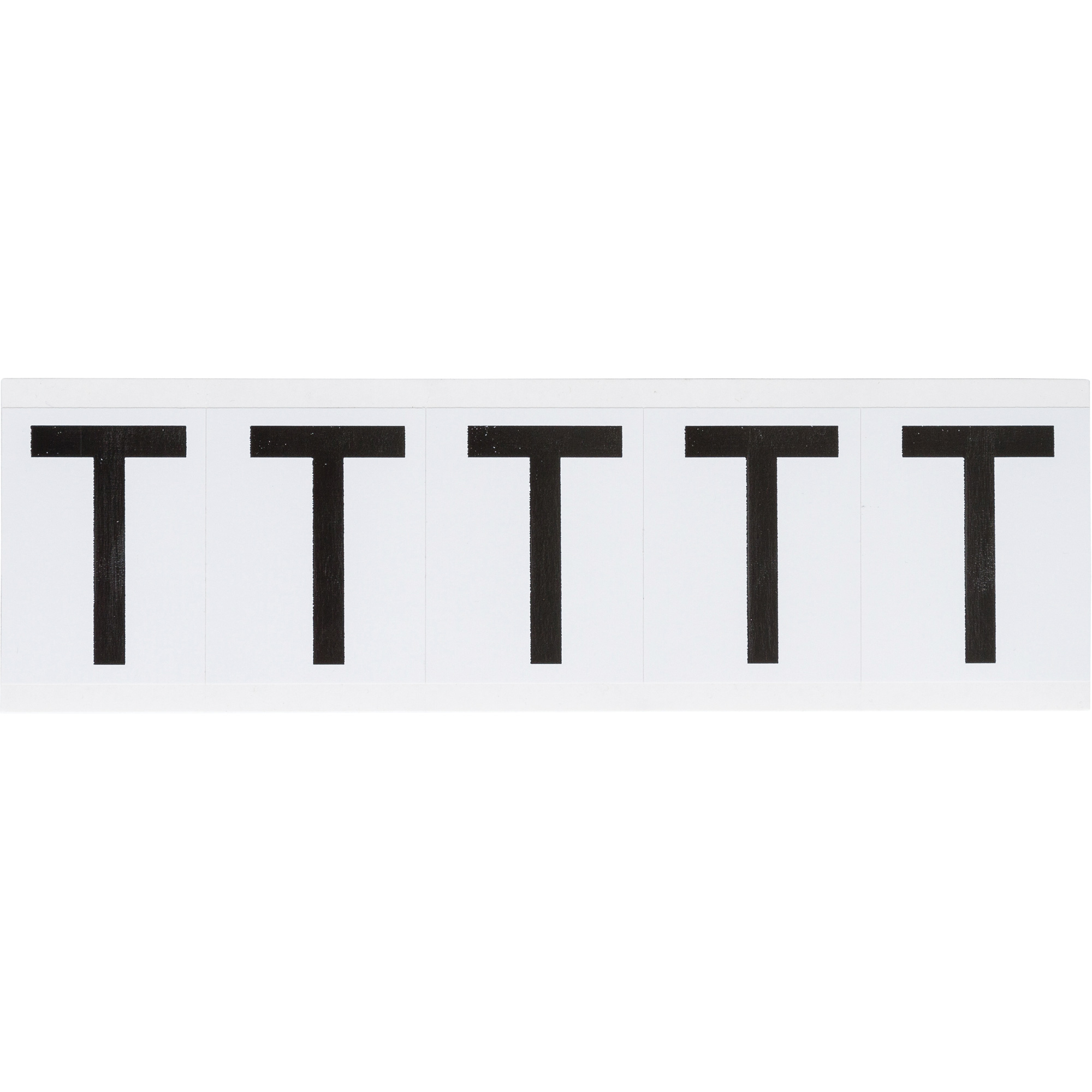 Étiquette de lettres & chiffres individuels, T, 2" h, Noir sur blanc
