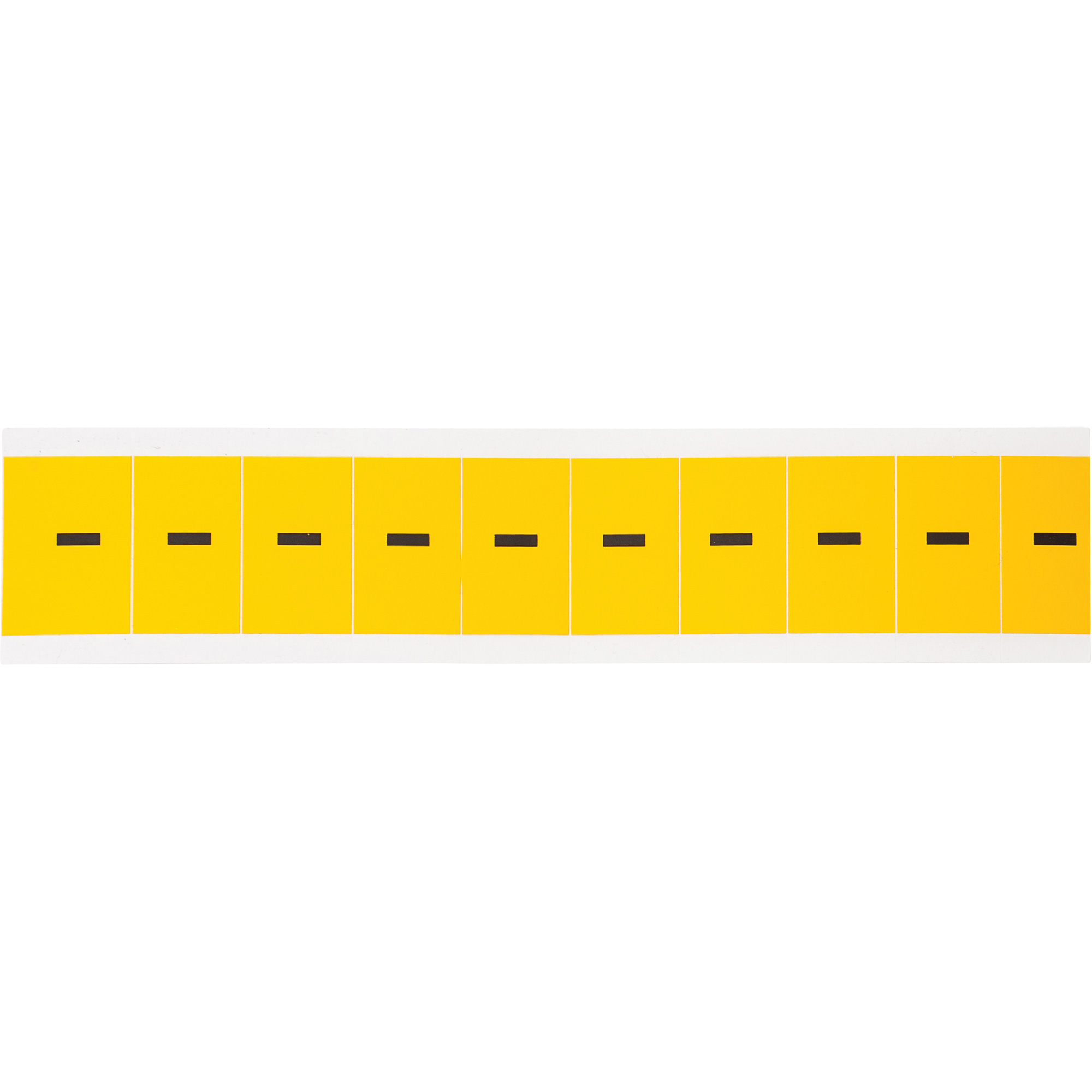 Étiquette de lettres & chiffres individuels, Tiret (-), 1" h, Noir sur jaune