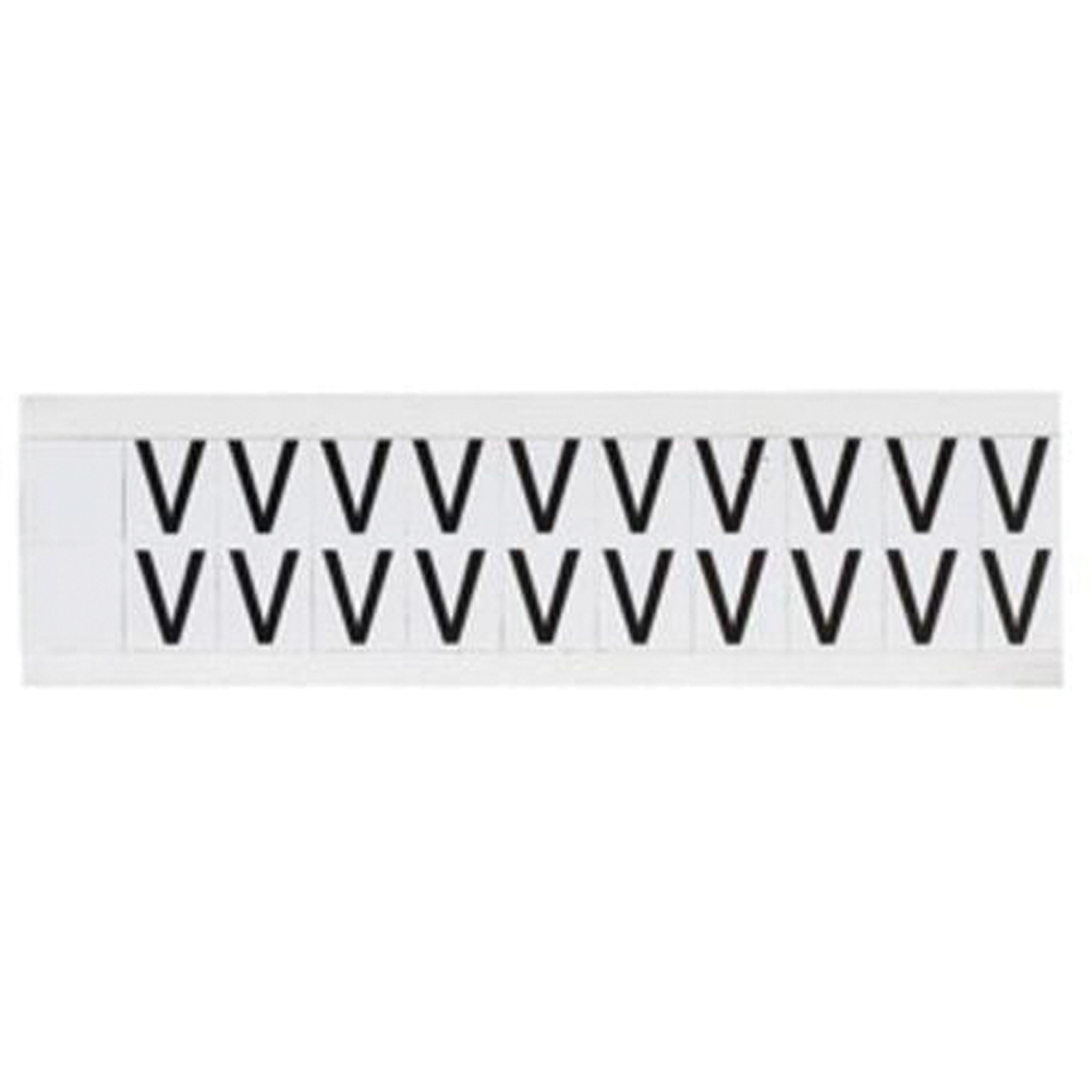 Étiquette de lettres & chiffres individuels, V, 5/8" h, Noir sur blanc
