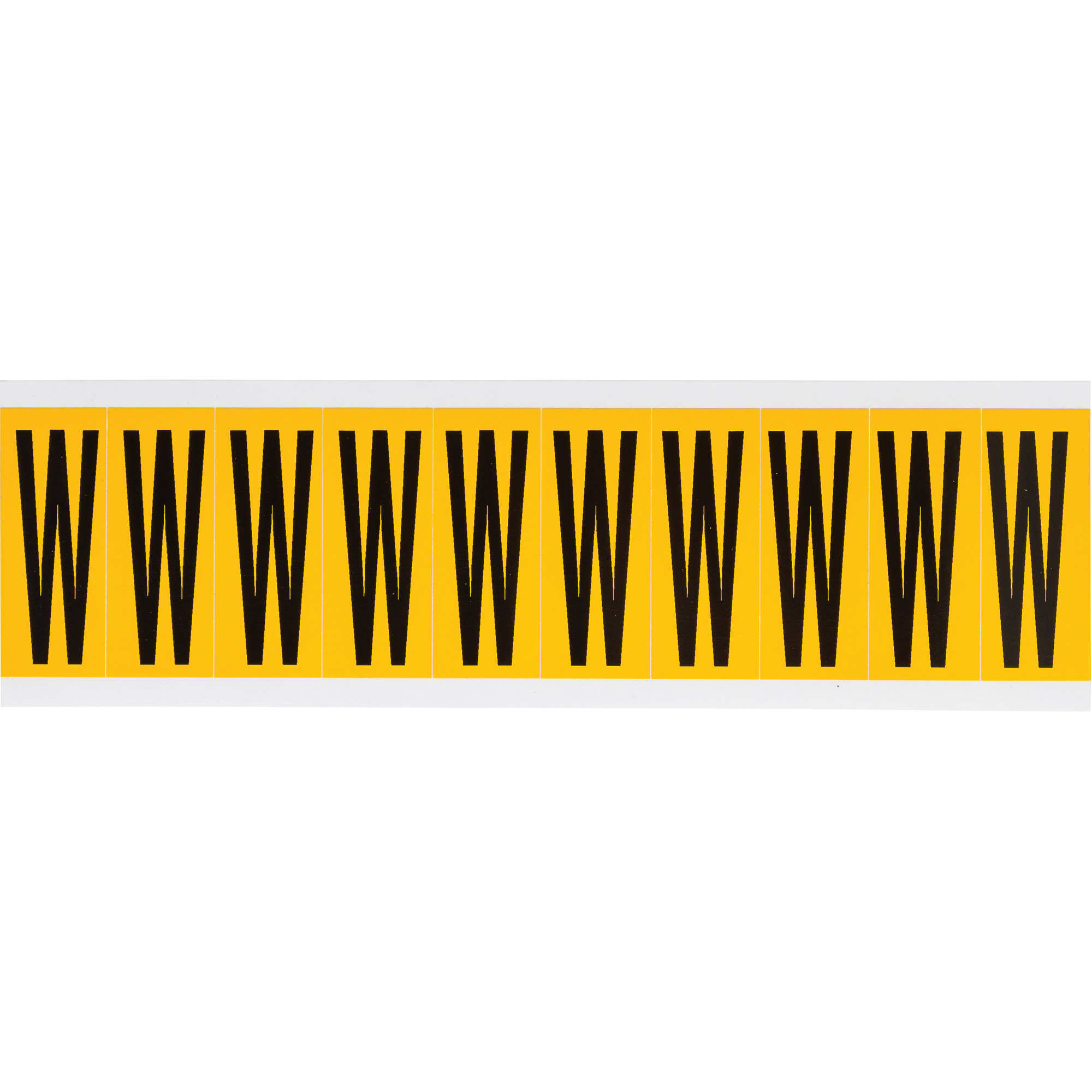 Étiquette de lettres & chiffres individuels, W, 2" h, Noir sur jaune