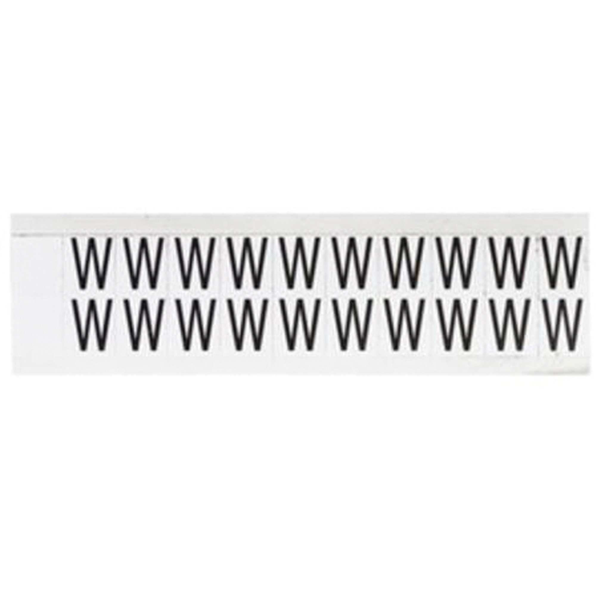 Étiquette de lettres & chiffres individuels, W, 5/8" h, Noir sur blanc
