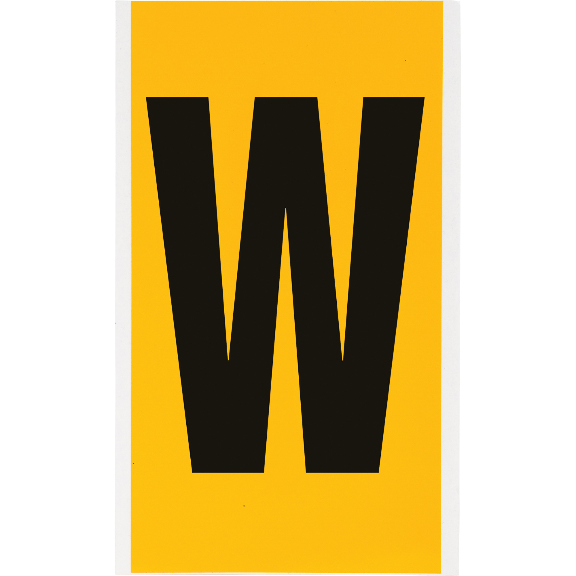 Étiquette de lettres & chiffres individuels, W, 6" h, Noir sur jaune