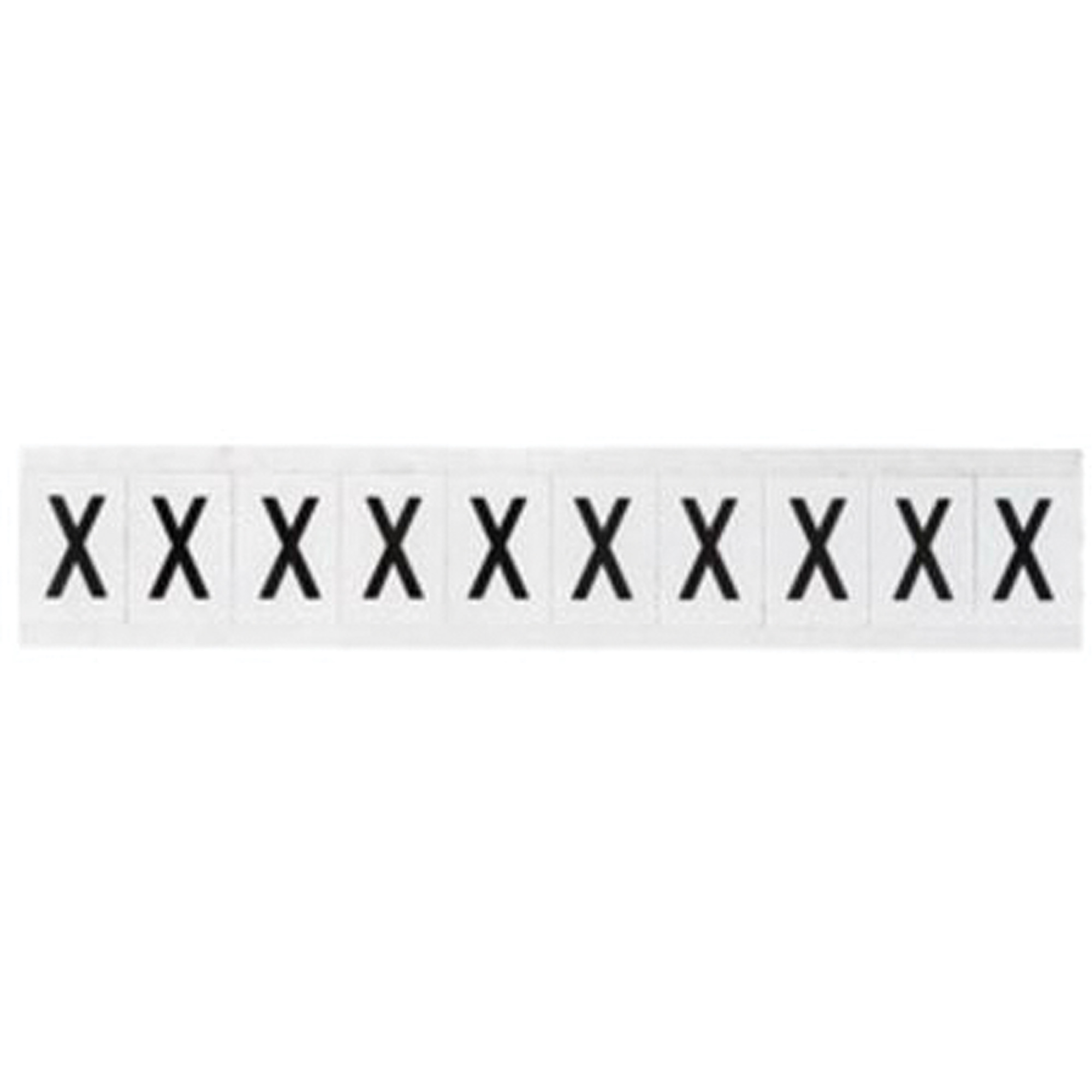 Étiquette de lettres & chiffres individuels, X, 1" h, Noir sur blanc
