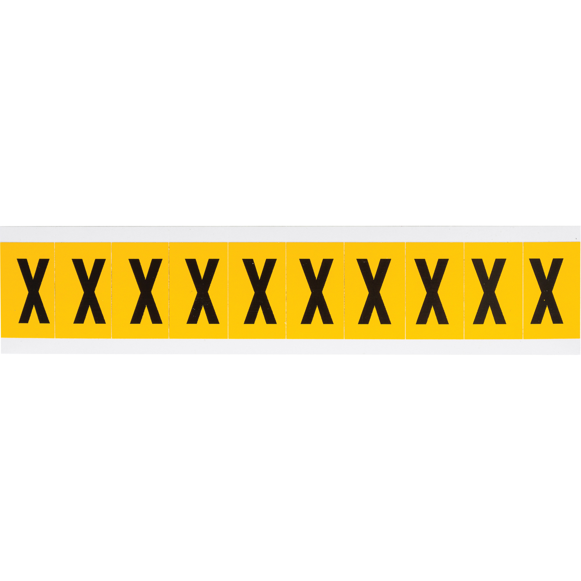 Étiquette de lettres & chiffres individuels, X, 1" h, Noir sur jaune