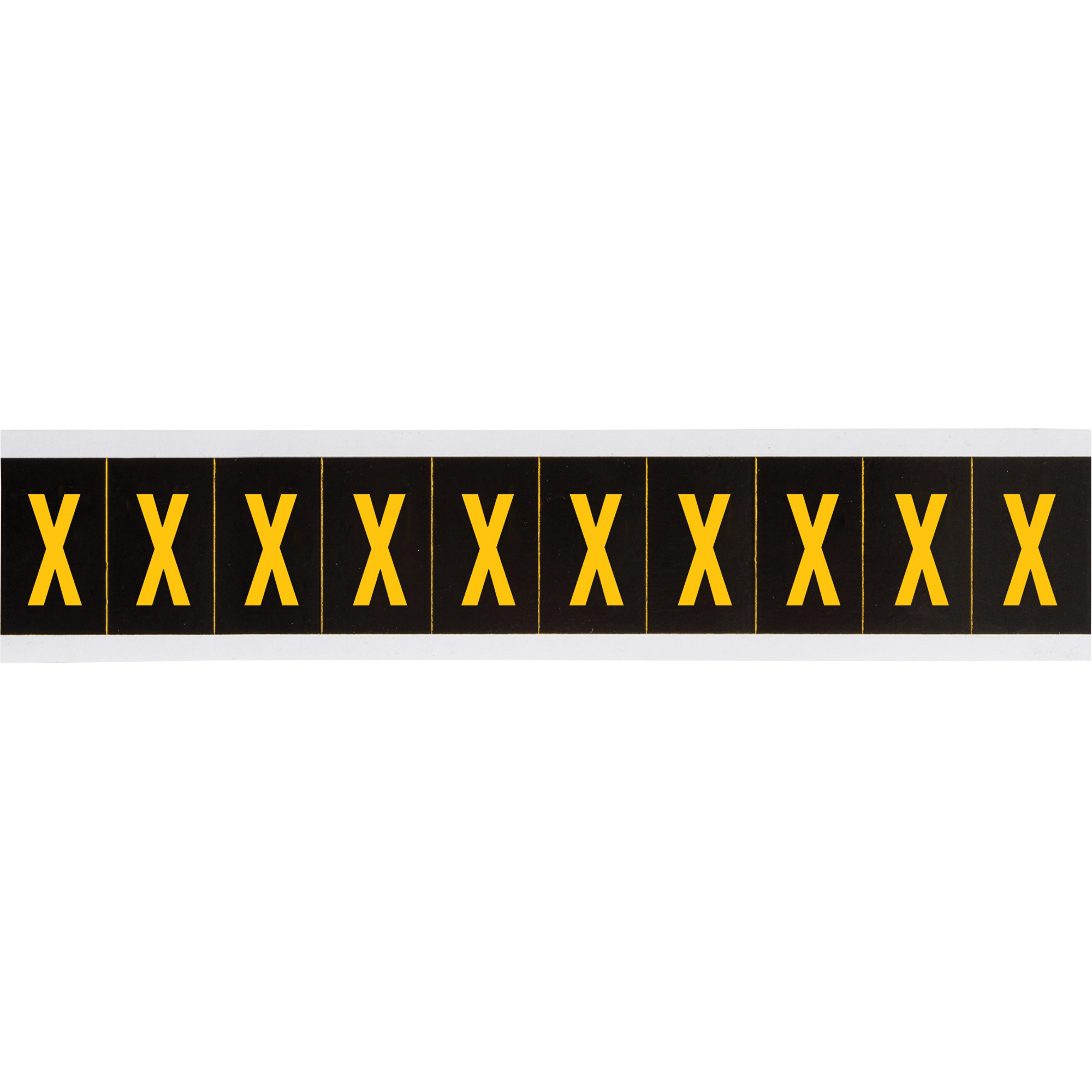 Étiquette de lettres & chiffres individuels, X, 2" h, Jaune sur noir
