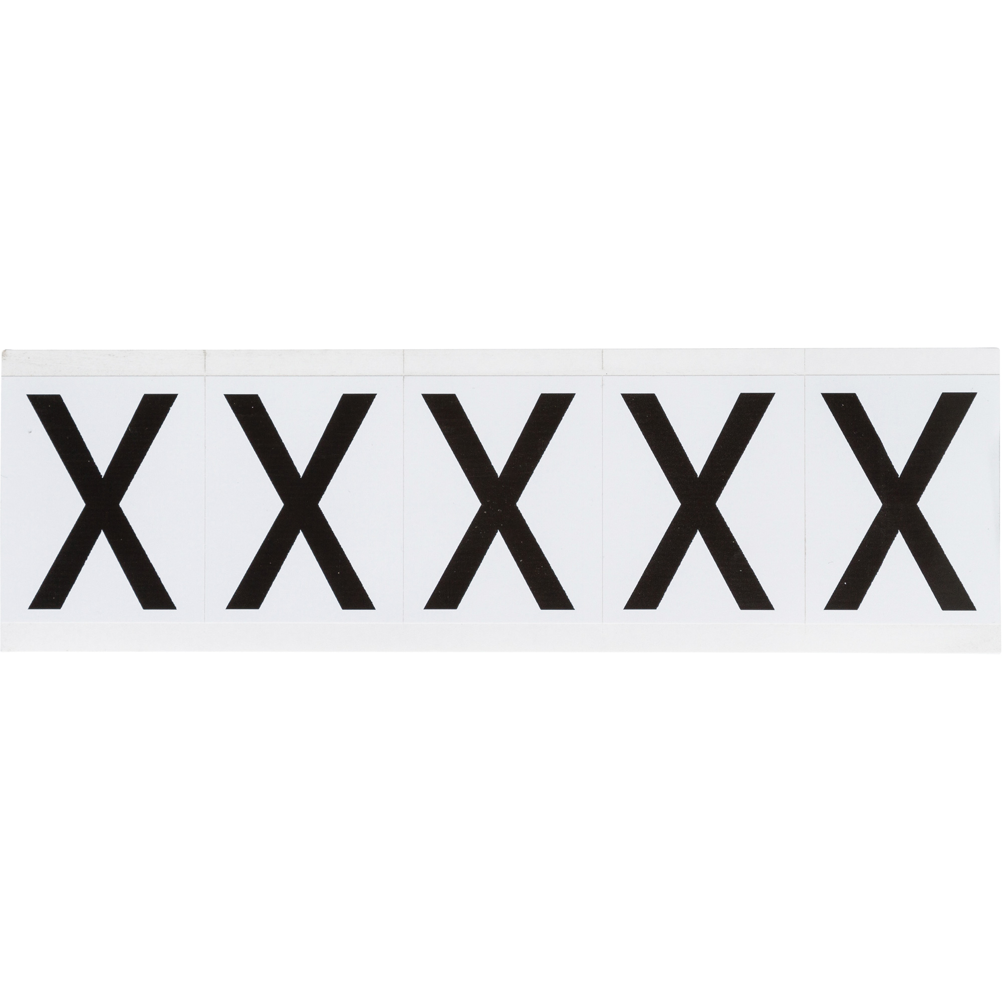 Étiquette de lettres & chiffres individuels, X, 2" h, Noir sur blanc