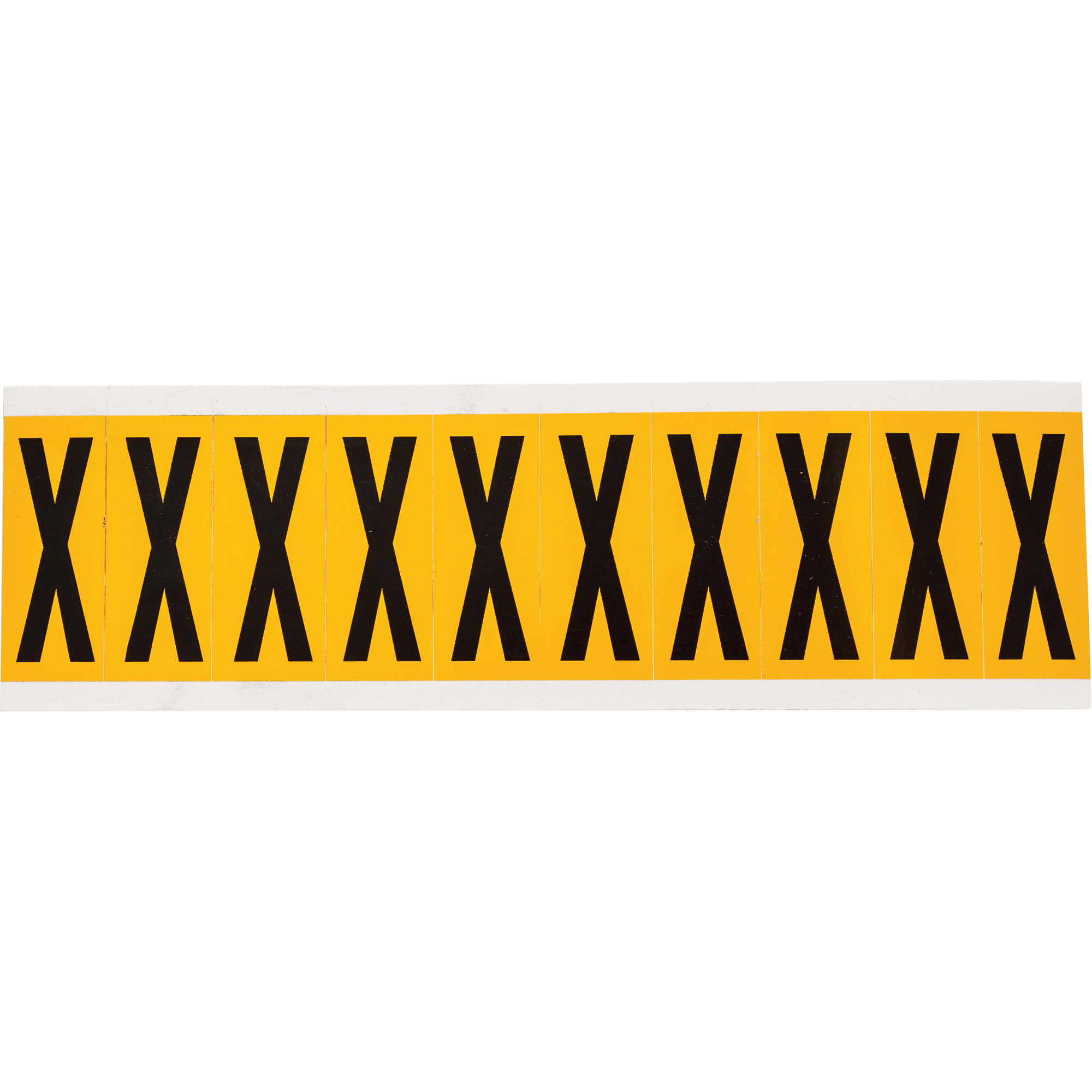 Étiquette de lettres & chiffres individuels, X, 2" h, Noir sur jaune