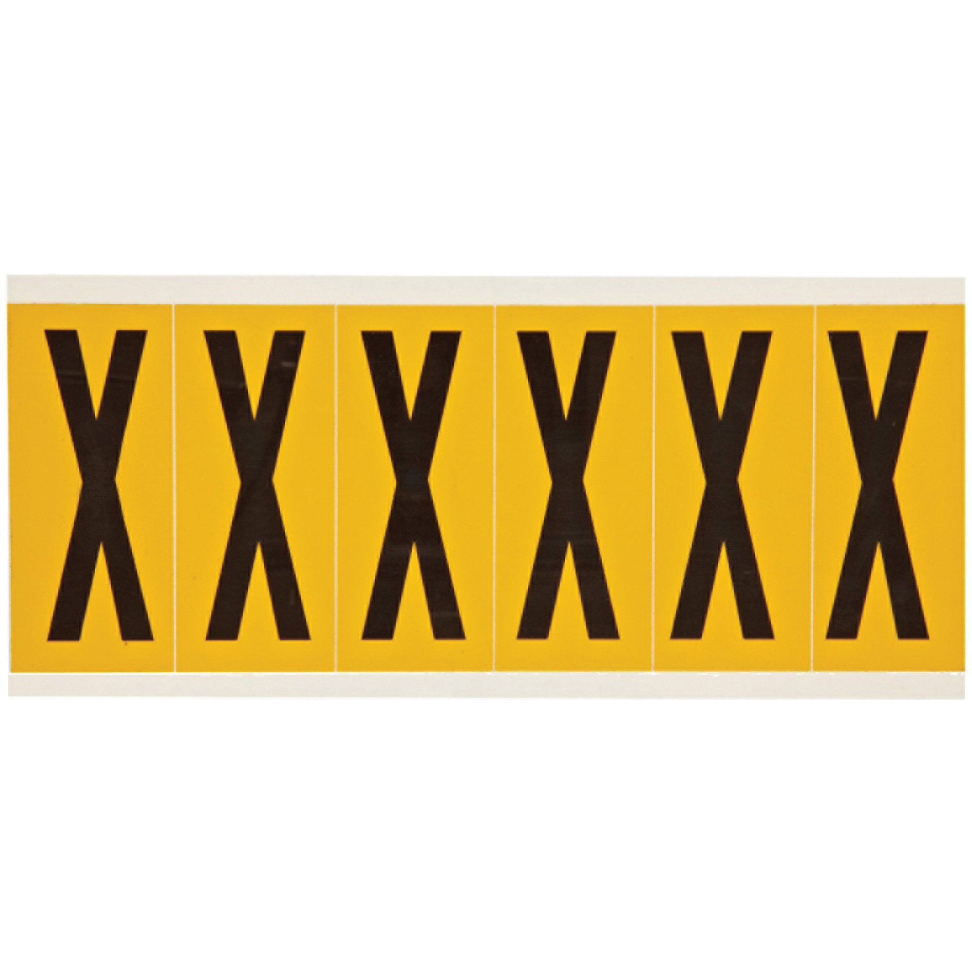 Étiquette de lettres & chiffres individuels, X, 3" h, Noir sur jaune