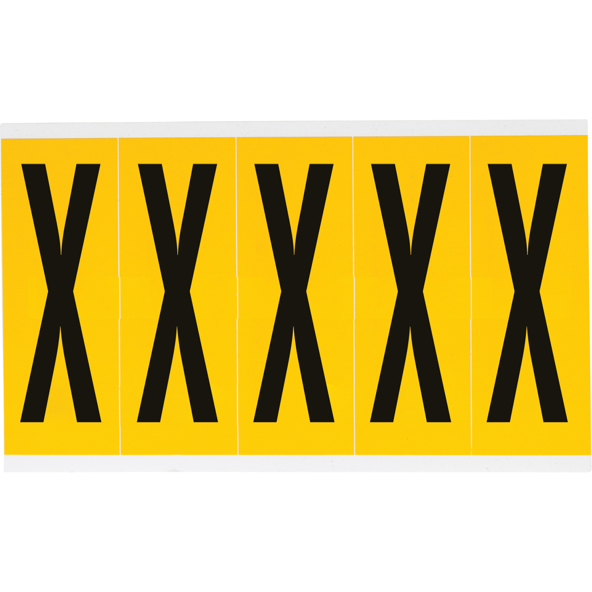 Étiquette de lettres & chiffres individuels, X, 4" h, Noir sur jaune