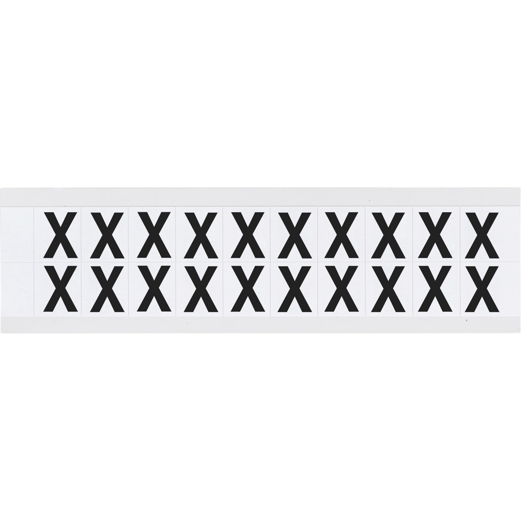 Étiquette de lettres & chiffres individuels, X, 5/8" h, Noir sur blanc