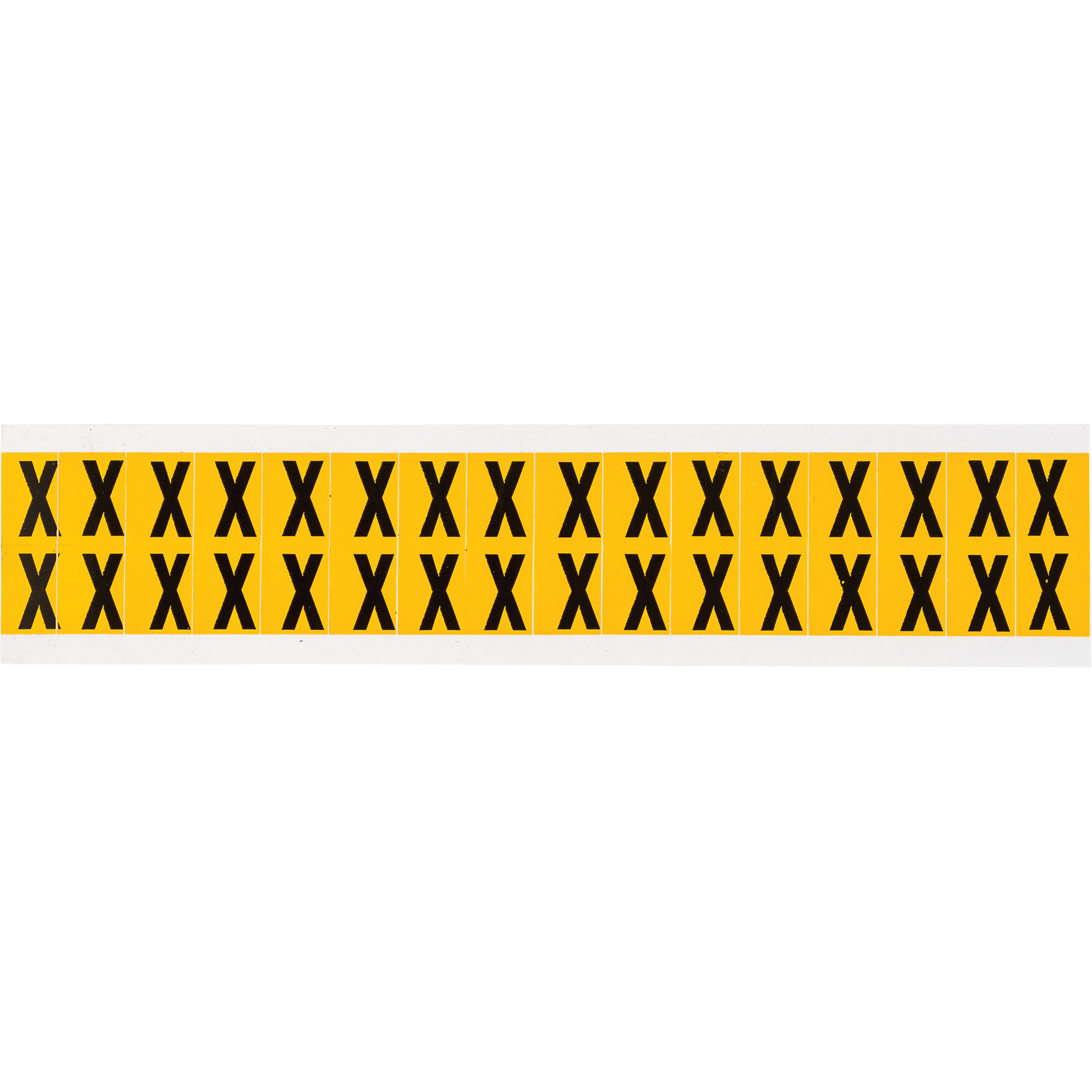 Étiquette de lettres & chiffres individuels, X, 5/8" h, Noir sur jaune