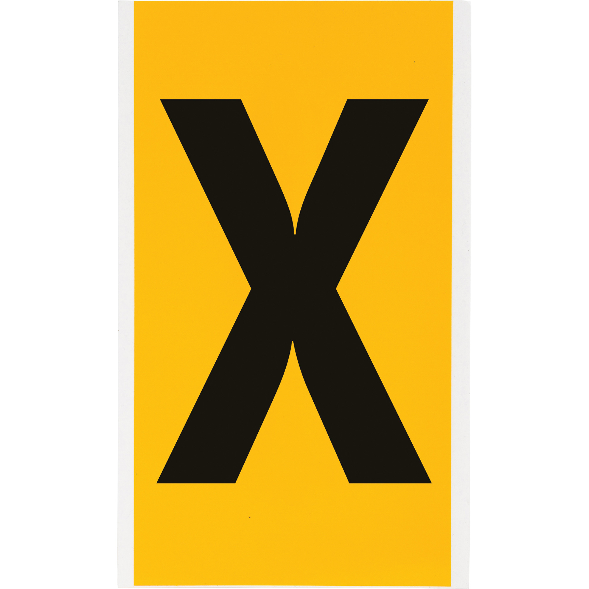 Étiquette de lettres & chiffres individuels, X, 6" h, Noir sur jaune