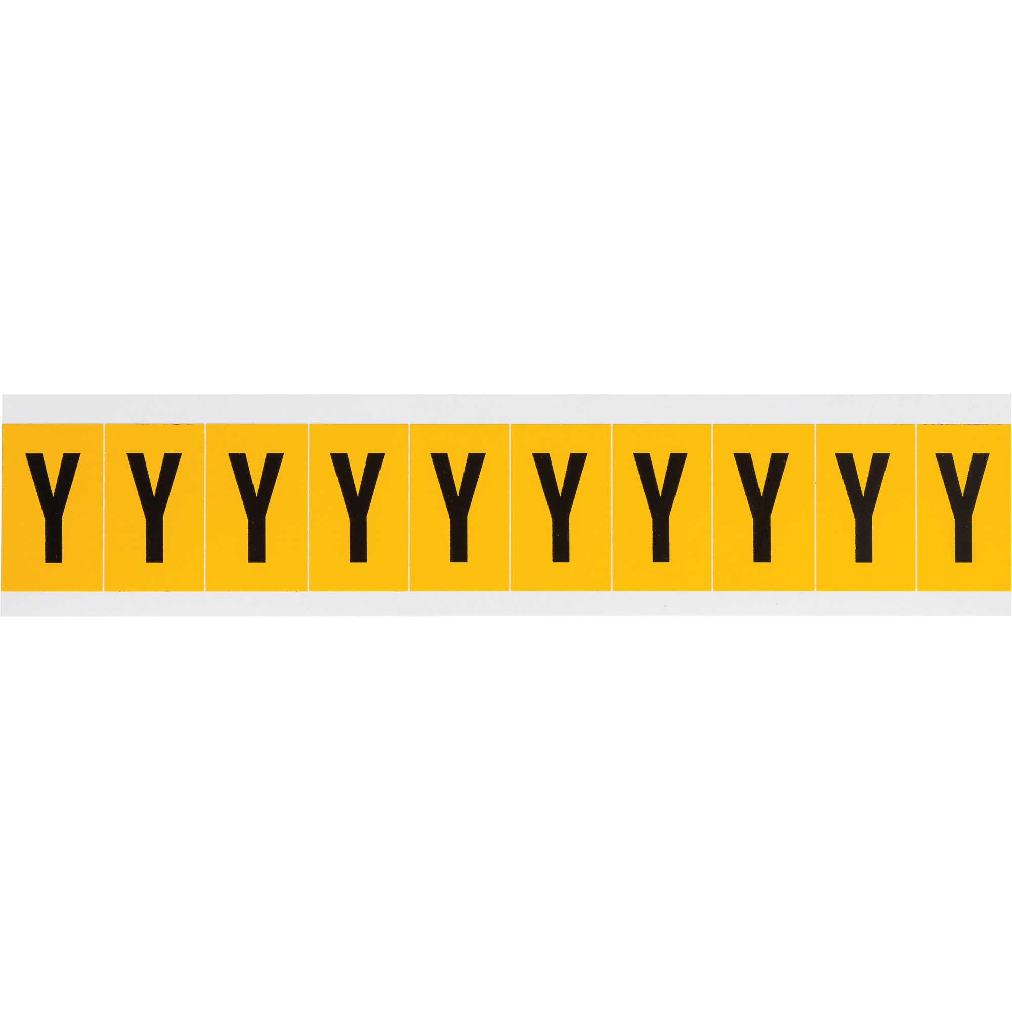 Étiquette de lettres & chiffres individuels, Y, 1" h, Noir sur jaune