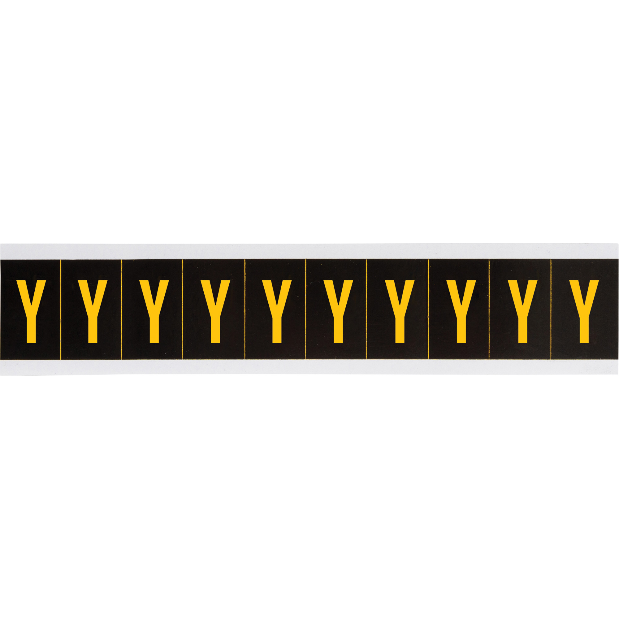 Étiquette de lettres & chiffres individuels, Y, 2" h, Jaune sur noir