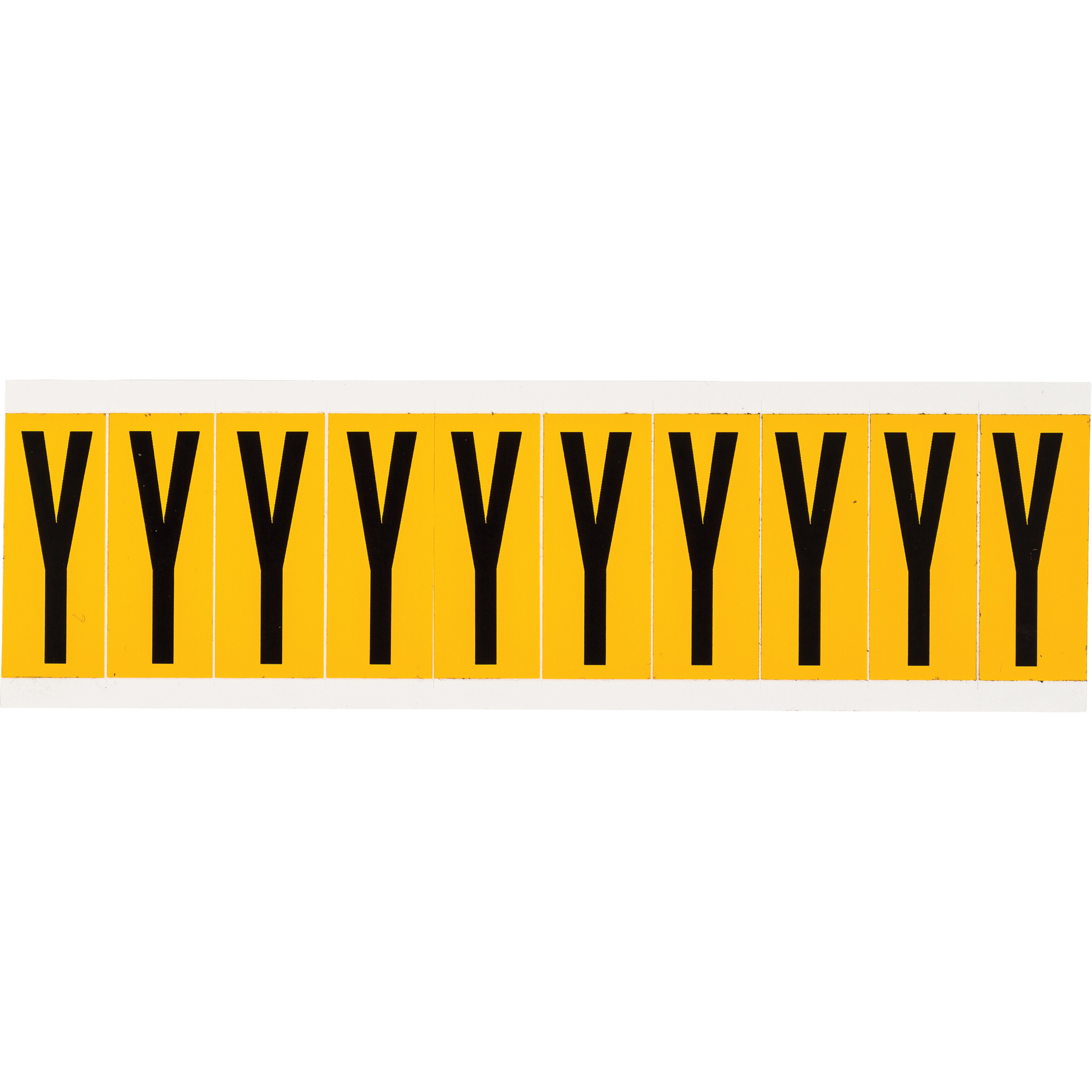 Étiquette de lettres & chiffres individuels, Y, 2" h, Noir sur jaune