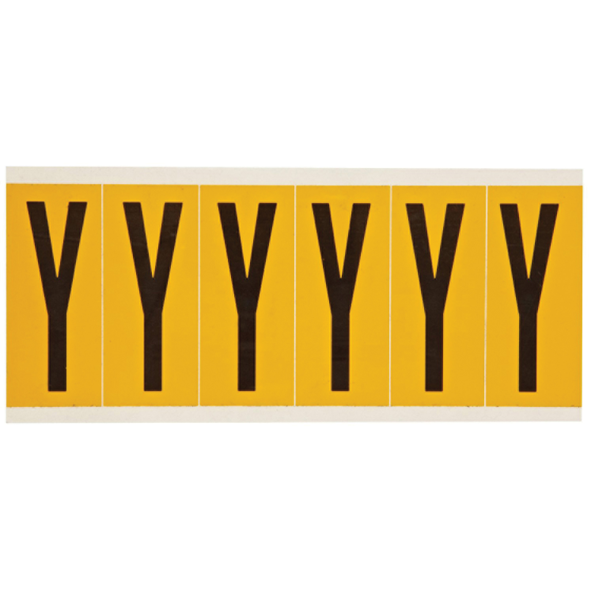 Étiquette de lettres & chiffres individuels, Y, 3" h, Noir sur jaune