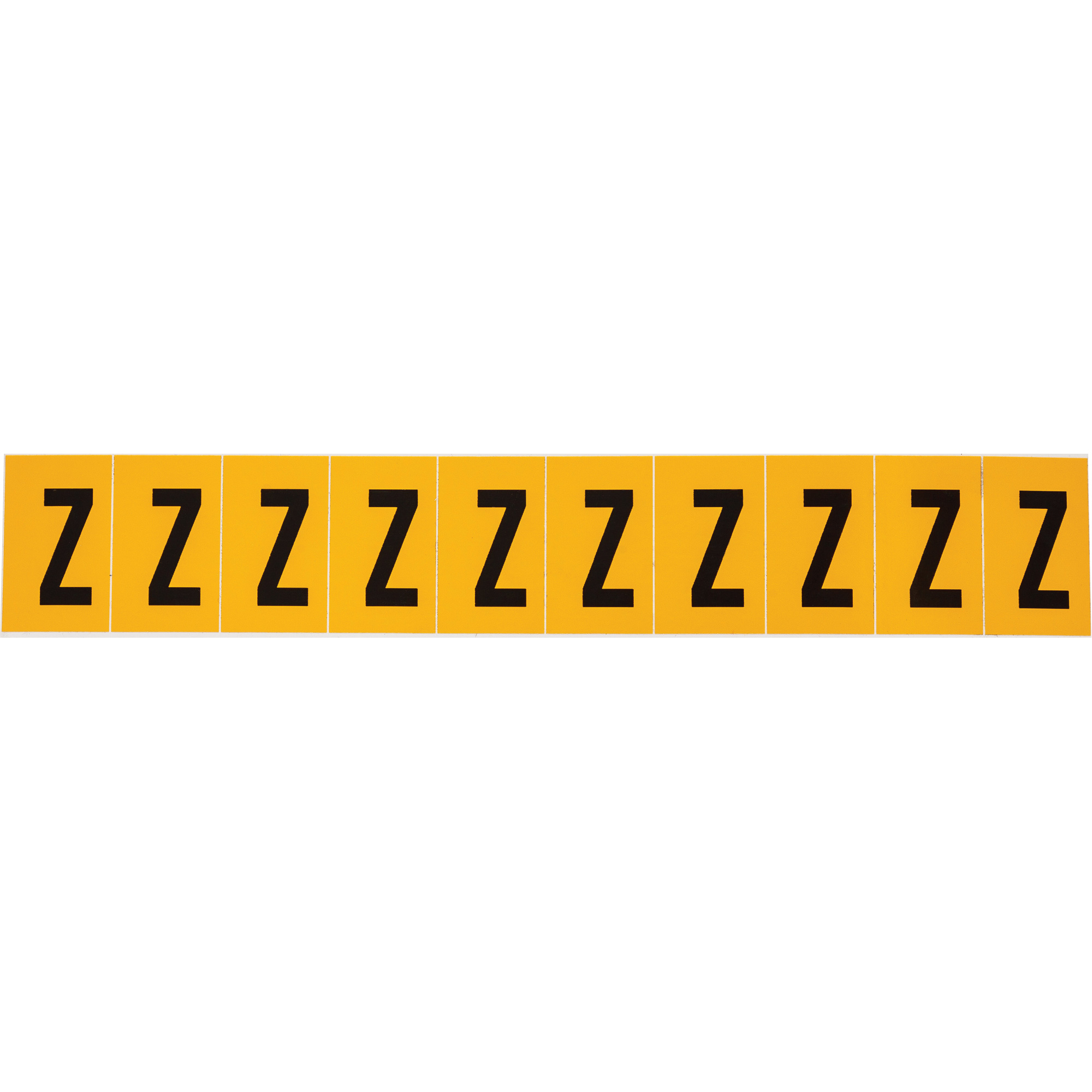 Étiquette de lettres & chiffres individuels, Z, 1" h, Noir sur jaune