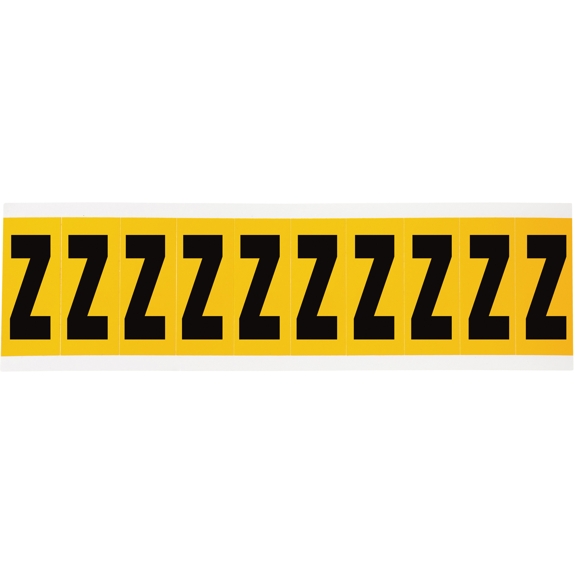 Étiquette de lettres & chiffres individuels, Z, 2" h, Noir sur jaune