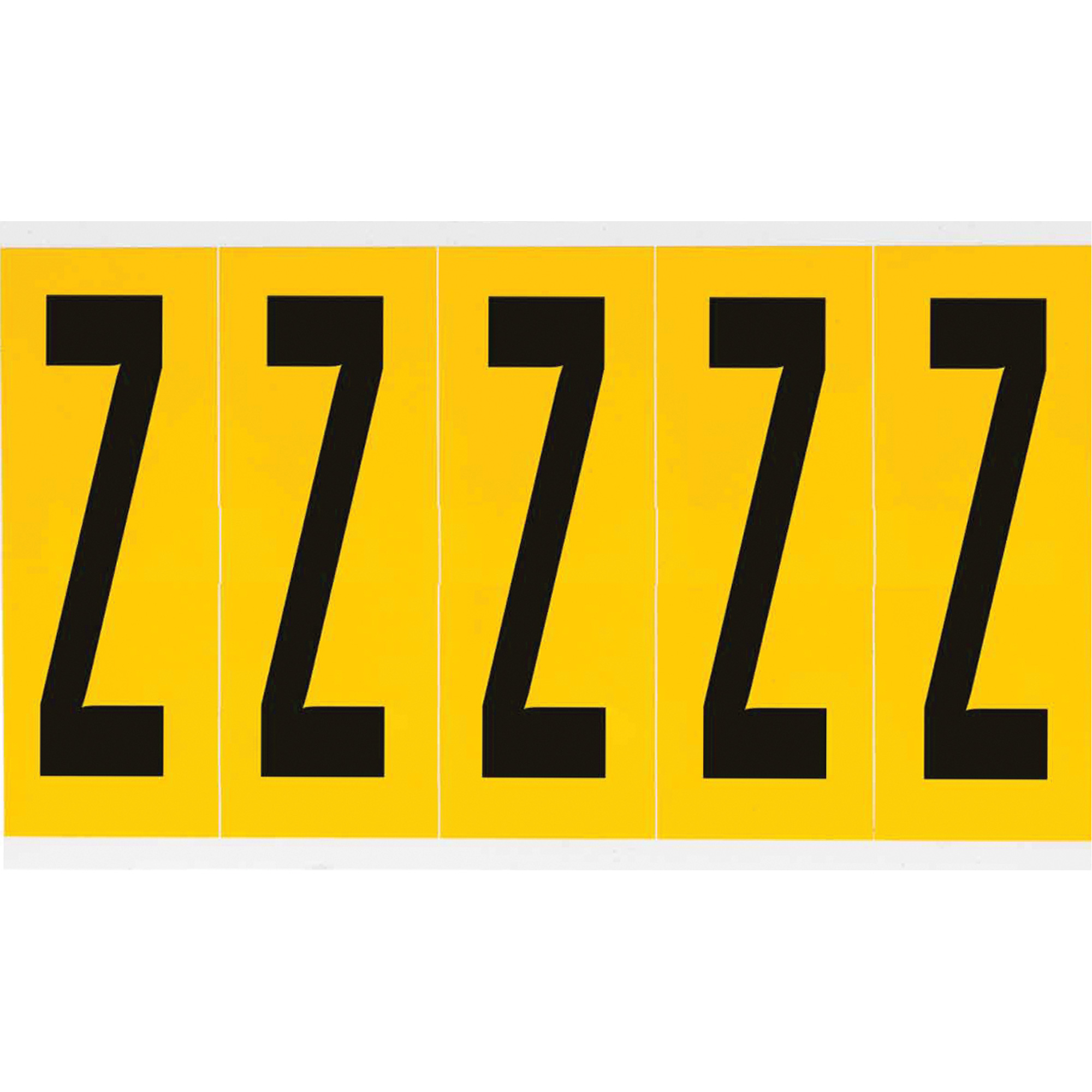 Étiquette de lettres & chiffres individuels, Z, 4" h, Noir sur jaune