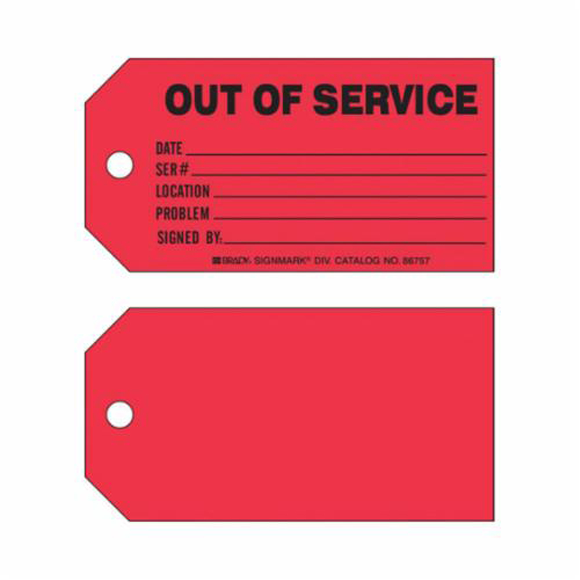 Étiquette de production «Out Of Service», Papier, 5-3/4" la x 3" h, Anglais
