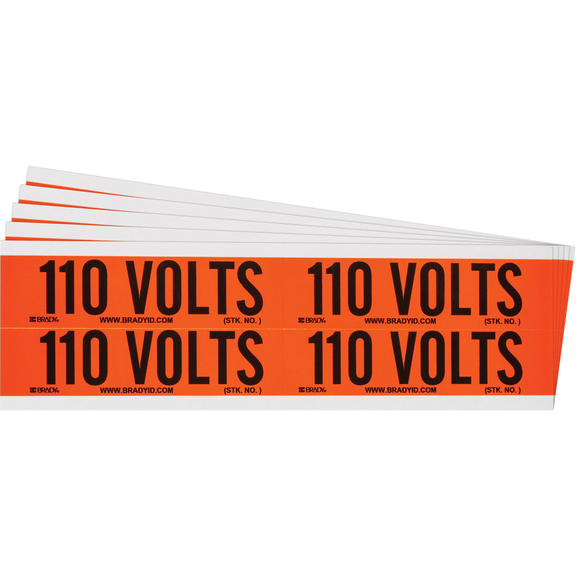 Étiquette de tension pour conduit « 110 Volts », 1-1/8" x 4-1/8", Étoffe/Vinyle, Anglais