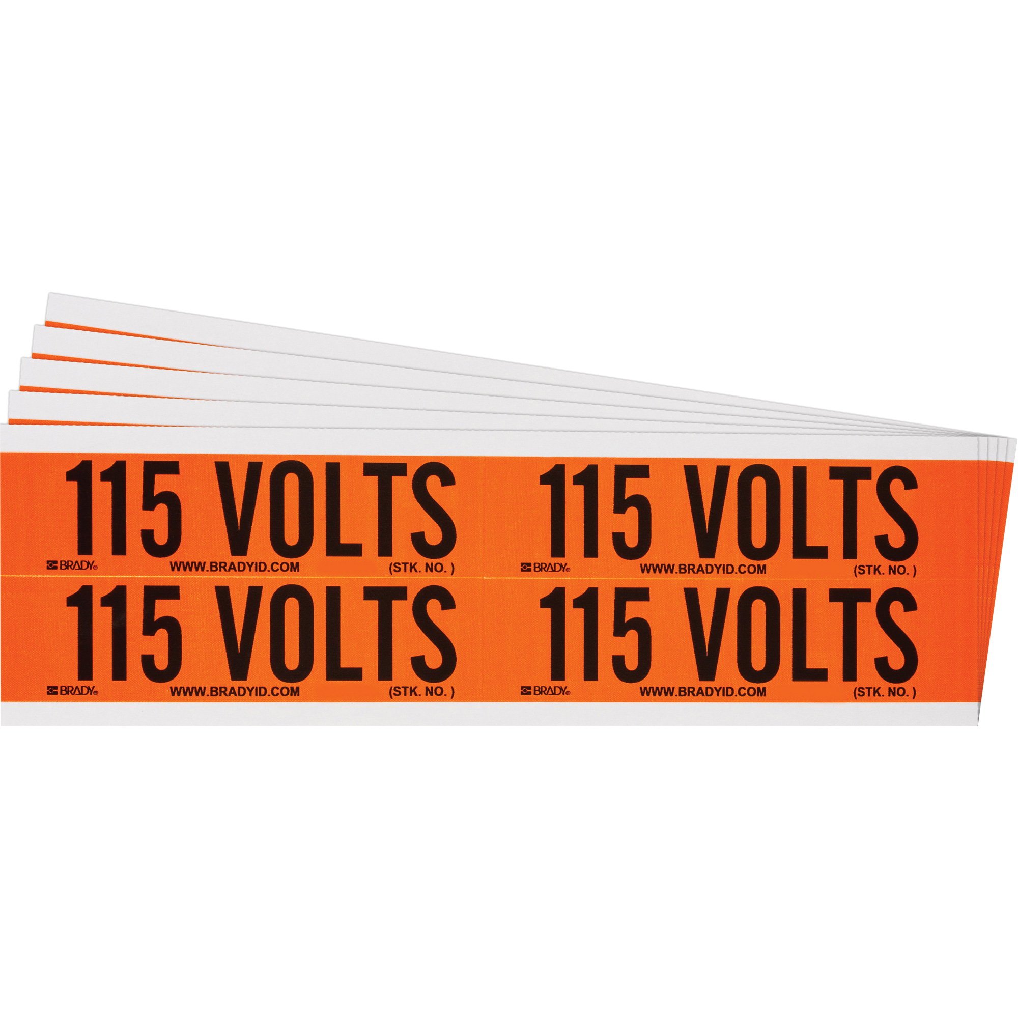 Étiquette de tension pour conduit « 115 Volts », 1-1/8" x 4-1/8", Étoffe/Vinyle, Anglais