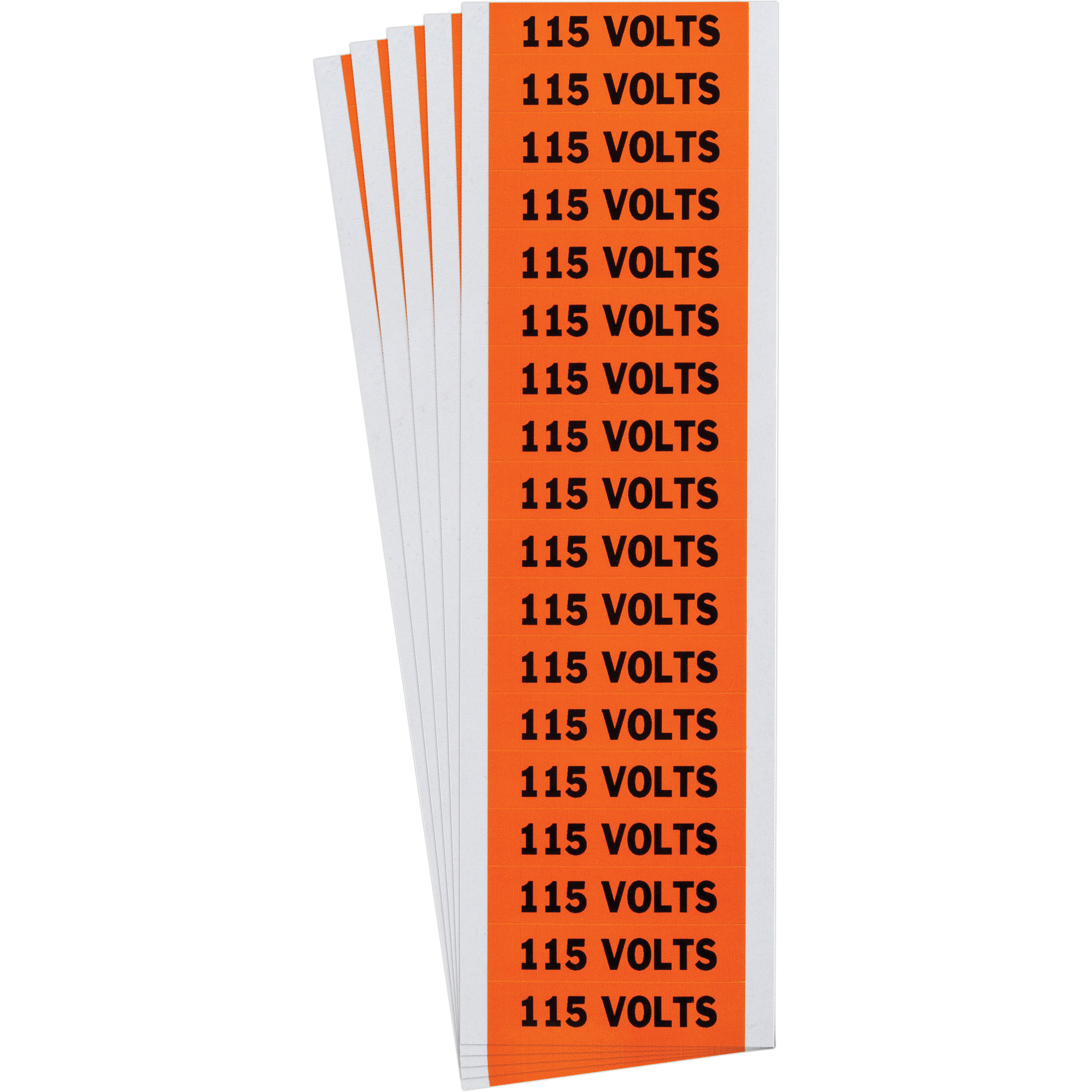 Étiquette de tension pour conduit « 115 Volts », 1/2" x 2-1/4", Étoffe/Vinyle, Anglais