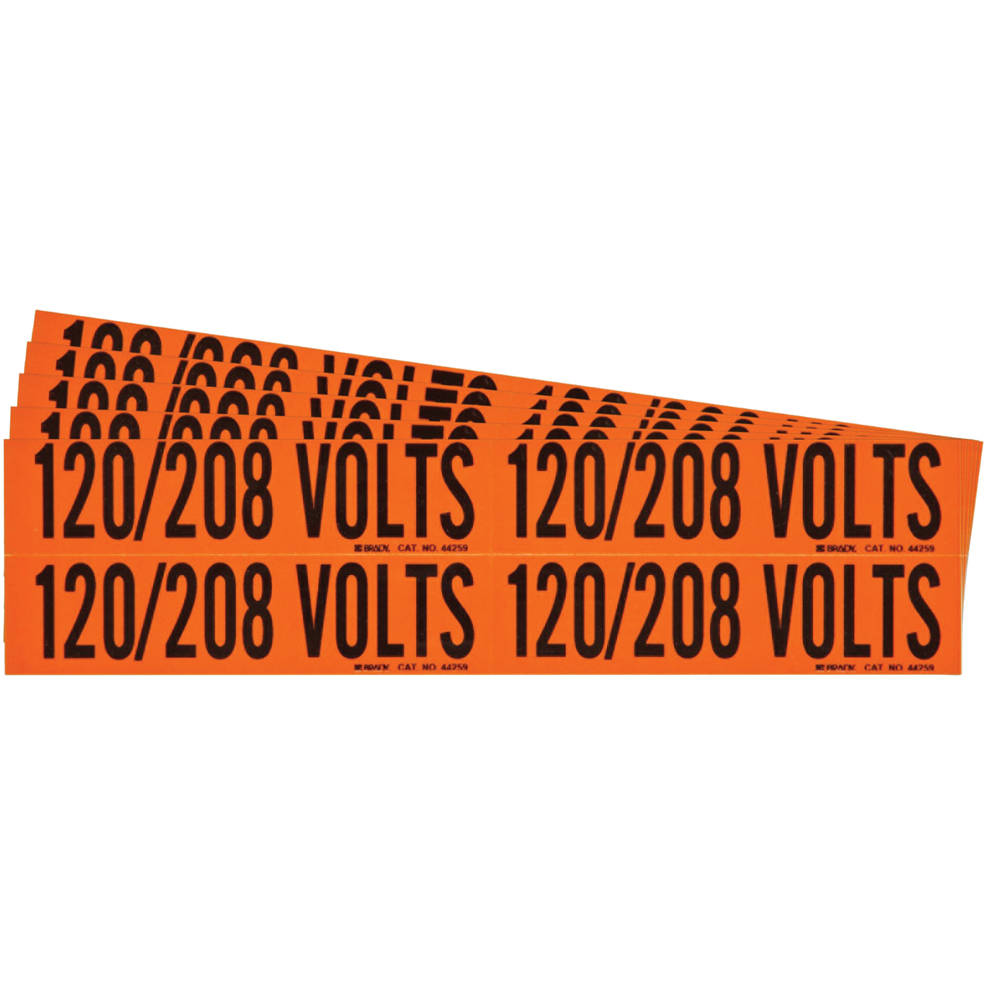 Étiquette de tension pour conduit « 120/208 Volts », 1-1/8" x 4-1/8", Étoffe/Vinyle, Anglais
