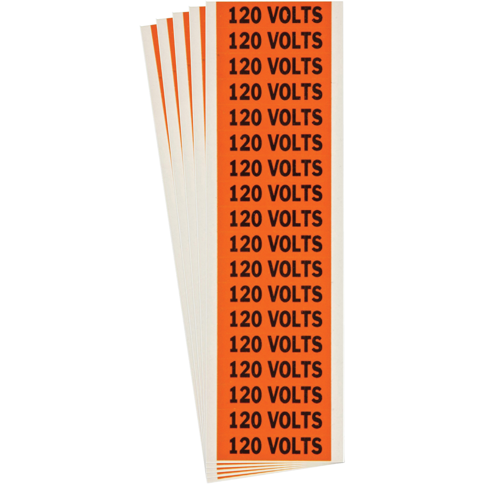 Étiquette de tension pour conduit « 120 Volts », 1/2" x 2-1/4", Étoffe/Vinyle, Anglais