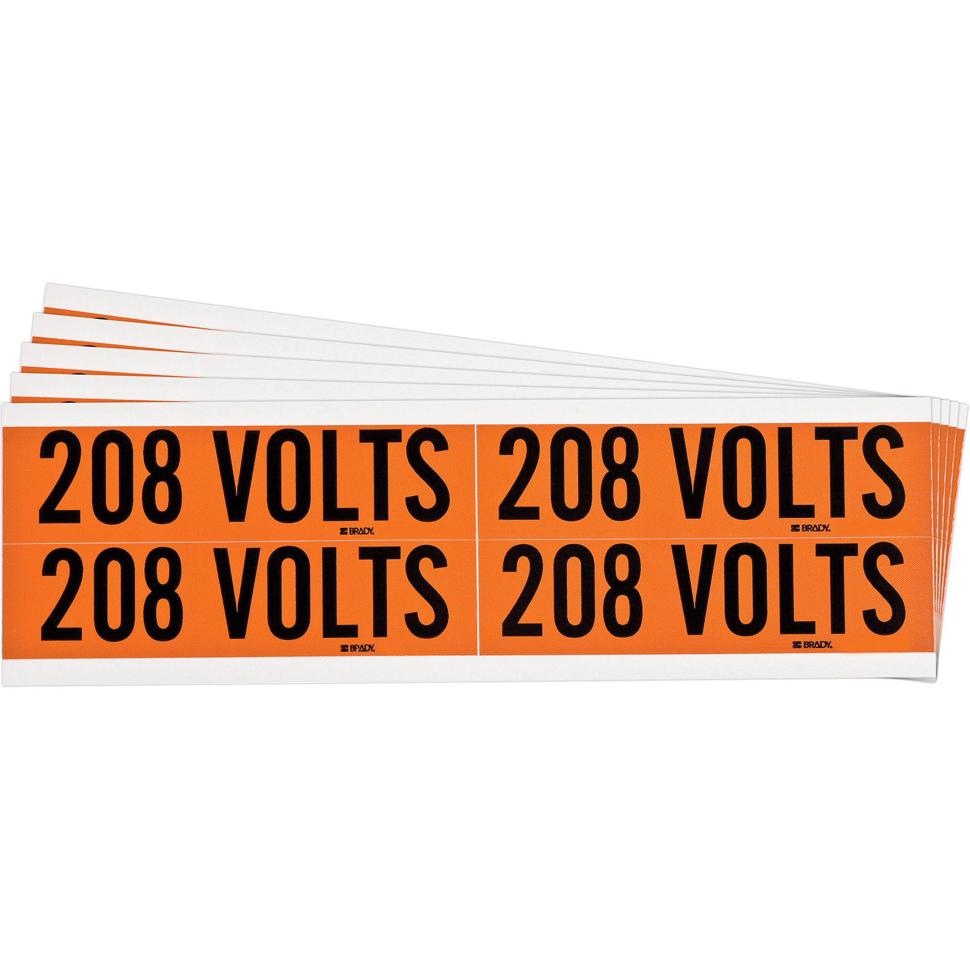 Étiquette de tension pour conduit « 208 Volts », 1-1/8" x 4-1/8", Étoffe/Vinyle, Anglais