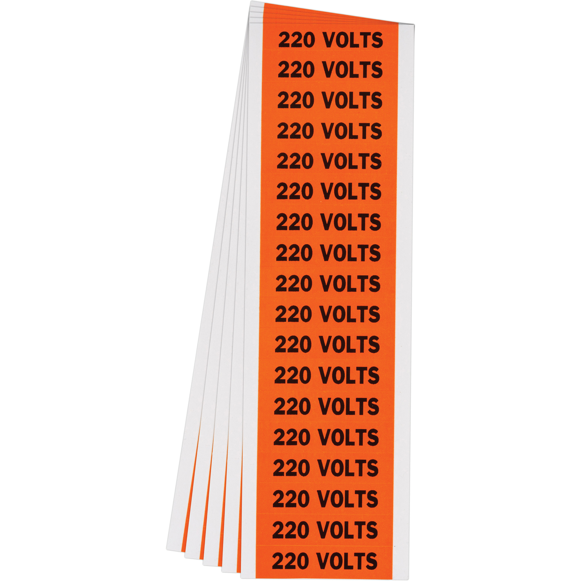 Étiquette de tension pour conduit « 220 Volts », 1/2" x 2-1/4", Étoffe/Vinyle, Anglais
