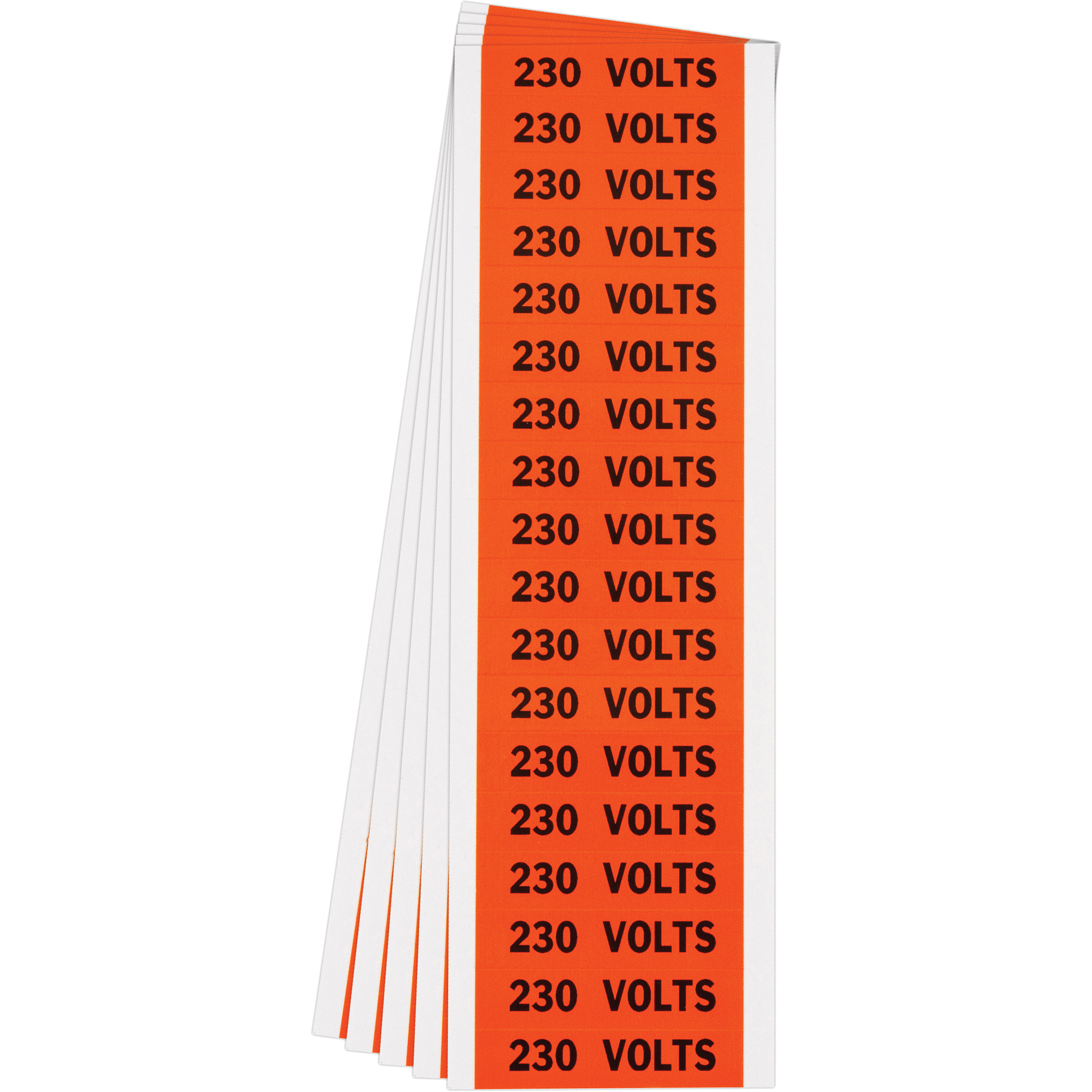 Étiquette de tension pour conduit « 230 Volts », 1/2" x 2-1/4", Étoffe/Vinyle, Anglais