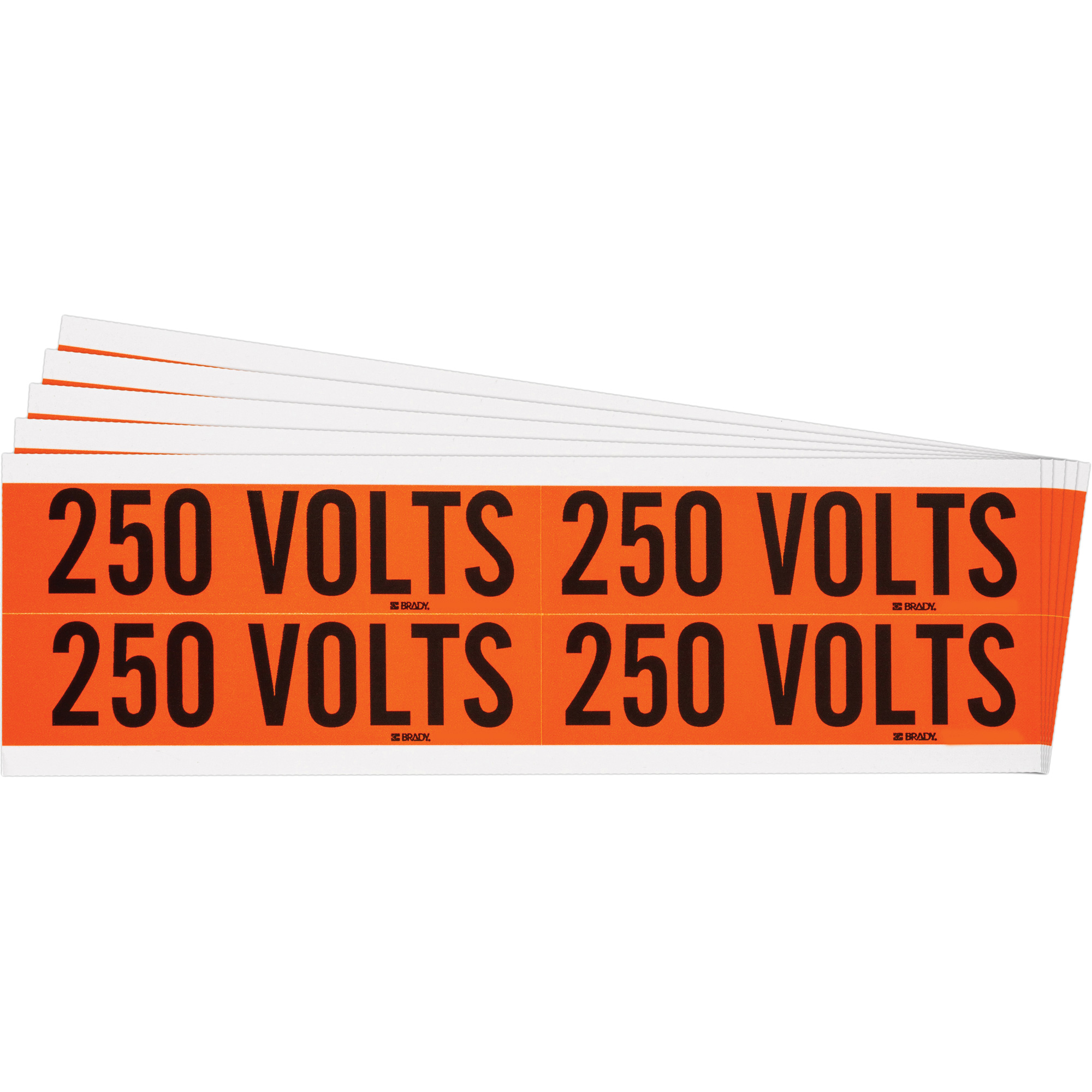 Étiquette de tension pour conduit « 250 Volts », 1-1/8" x 4-1/8", Étoffe/Vinyle, Anglais