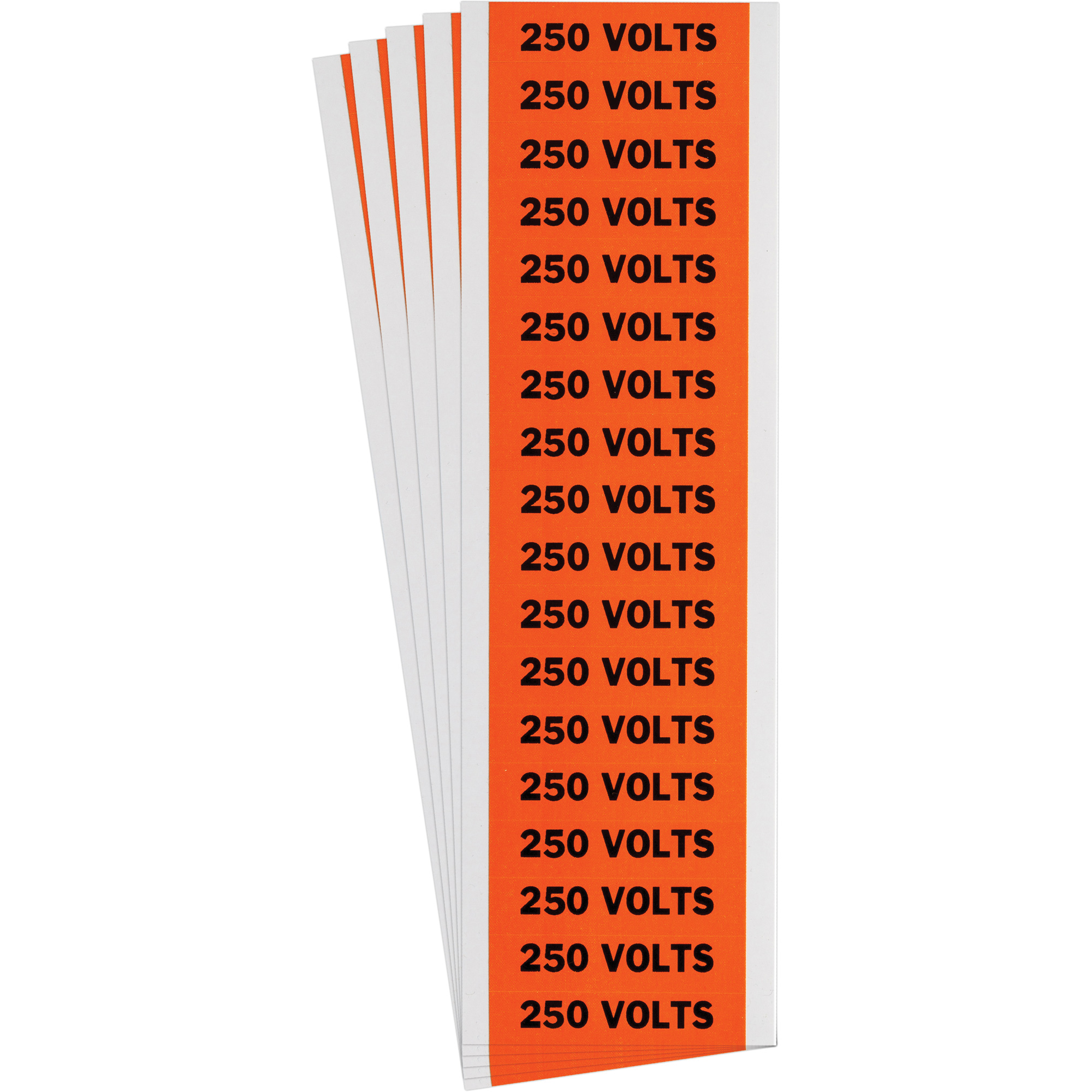 Étiquette de tension pour conduit « 250 Volts », 1/2" x 2-1/4", Étoffe/Vinyle, Anglais