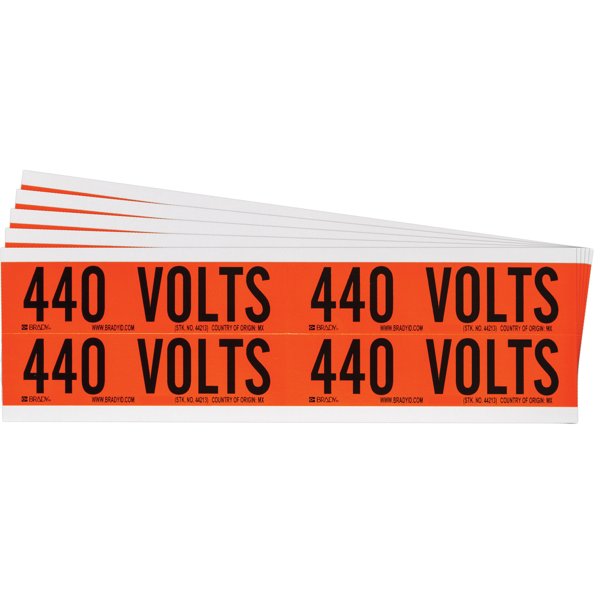 Étiquette de tension pour conduit « 440 Volts », 1-1/8" x 4-1/8", Étoffe/Vinyle, Anglais