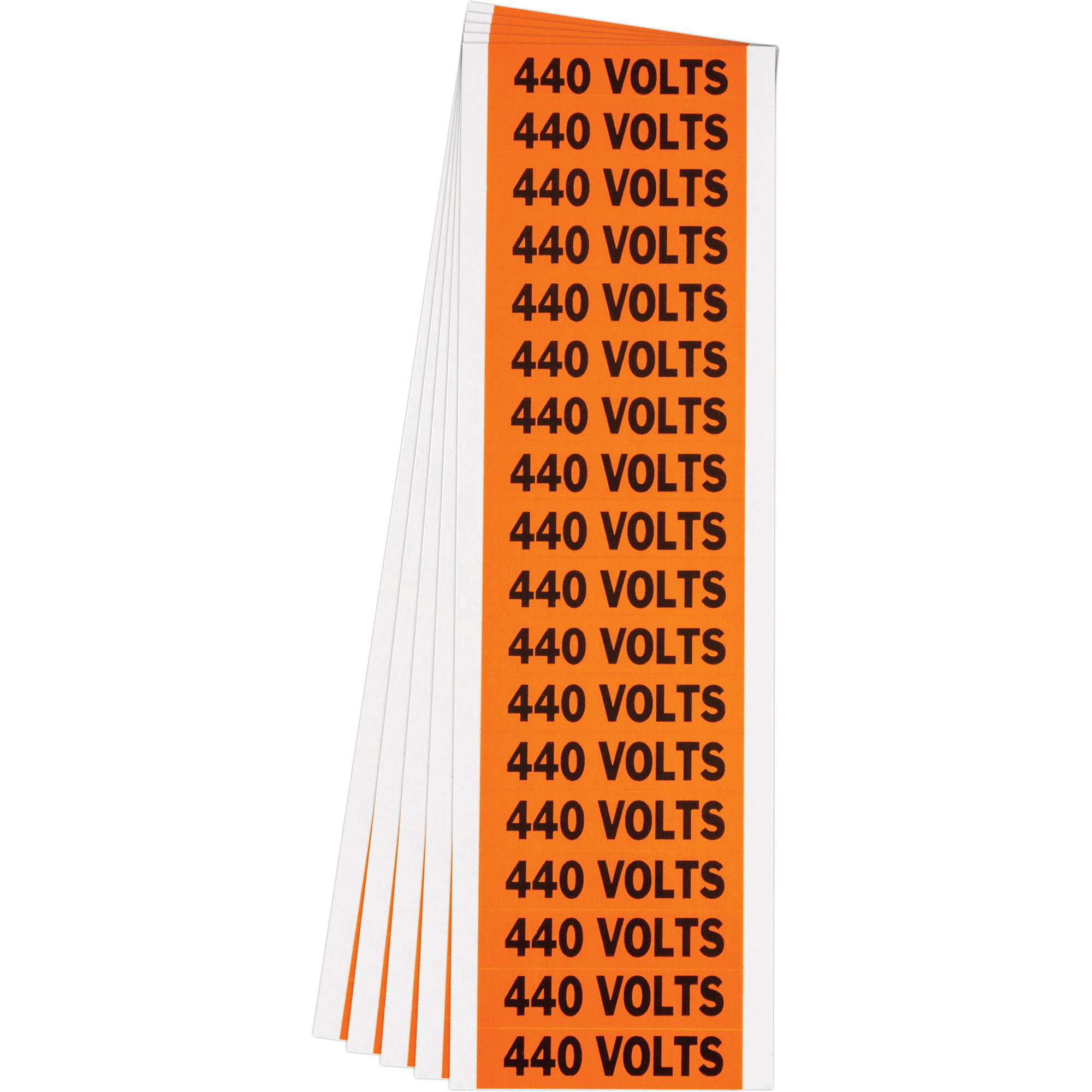 Étiquette de tension pour conduit « 440 Volts », 1/2" x 2-1/4", Étoffe/Vinyle, Anglais