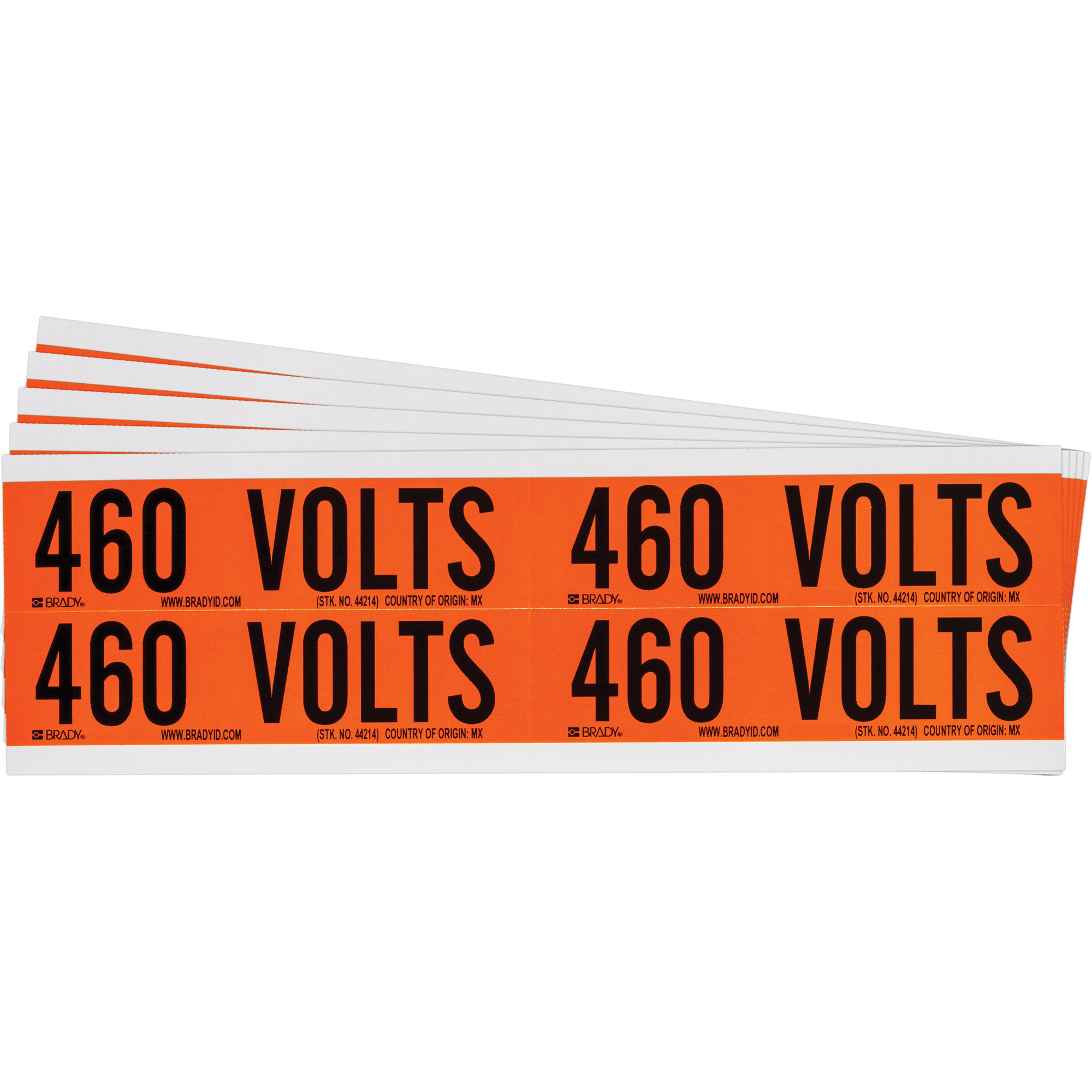 Étiquette de tension pour conduit « 460 Volts », 1-1/8" x 4-1/8", Étoffe/Vinyle, Anglais