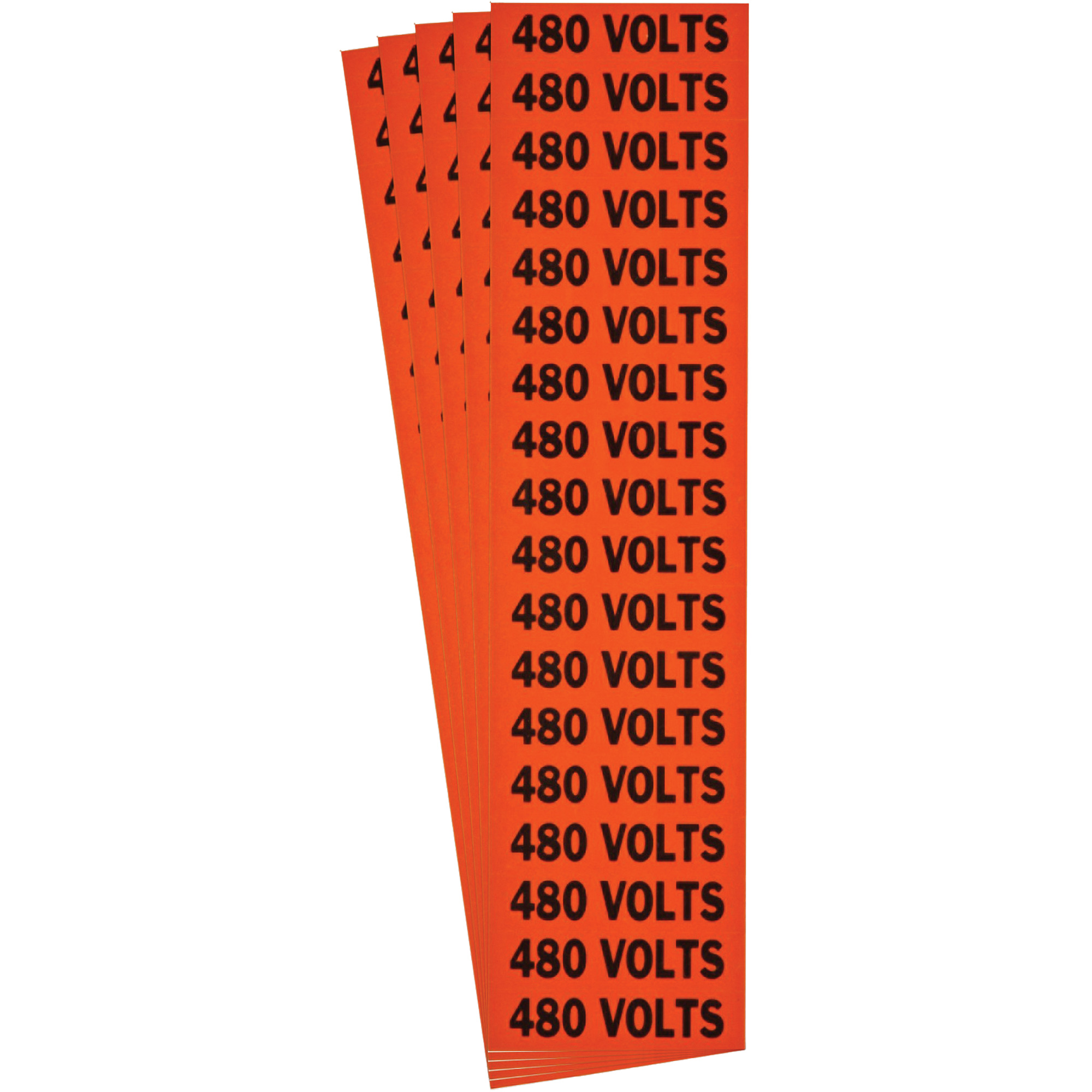 Étiquette de tension pour conduit « 480 Volts », 1/2" x 2-1/4", Étoffe/Vinyle, Anglais