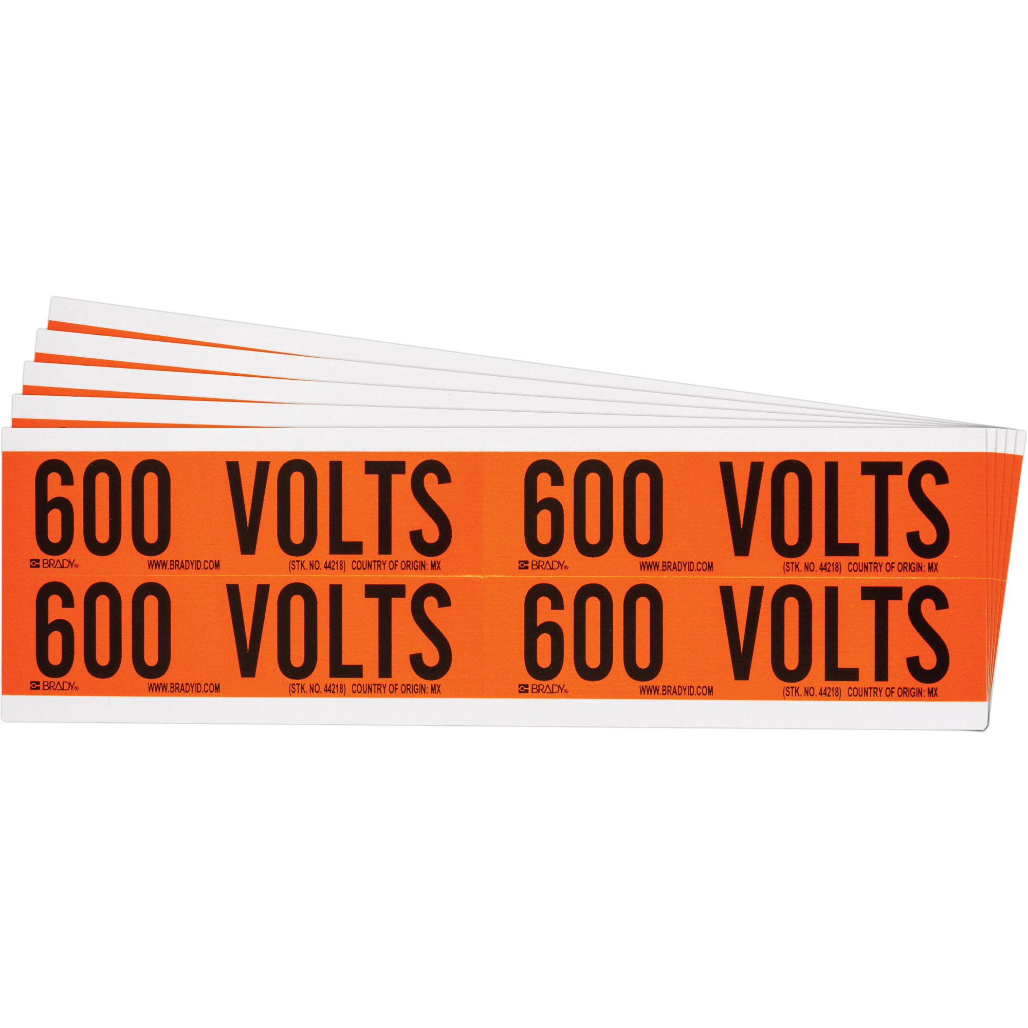 Étiquette de tension pour conduit « 600 Volts », 1-1/8" x 4-1/8", Étoffe/Vinyle, Anglais
