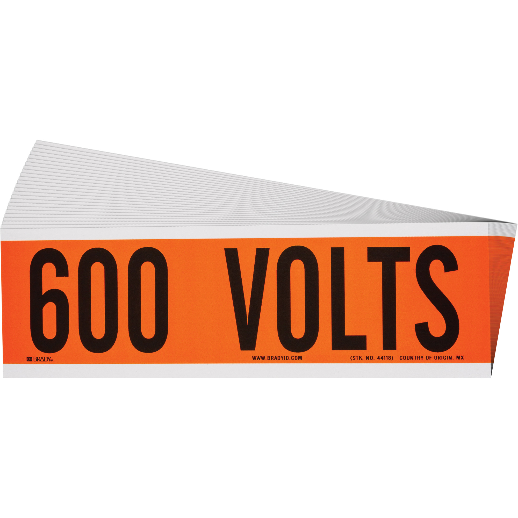 Étiquette de tension pour conduit « 600 Volts », 2-1/4" x 9", Étoffe/Vinyle, Anglais