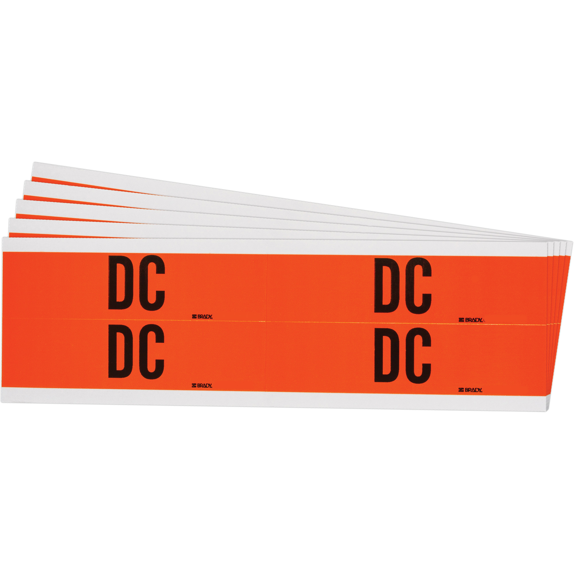 Étiquette de tension pour conduit « DC », 1-1/8" x 4-1/8", Étoffe/Vinyle, Anglais