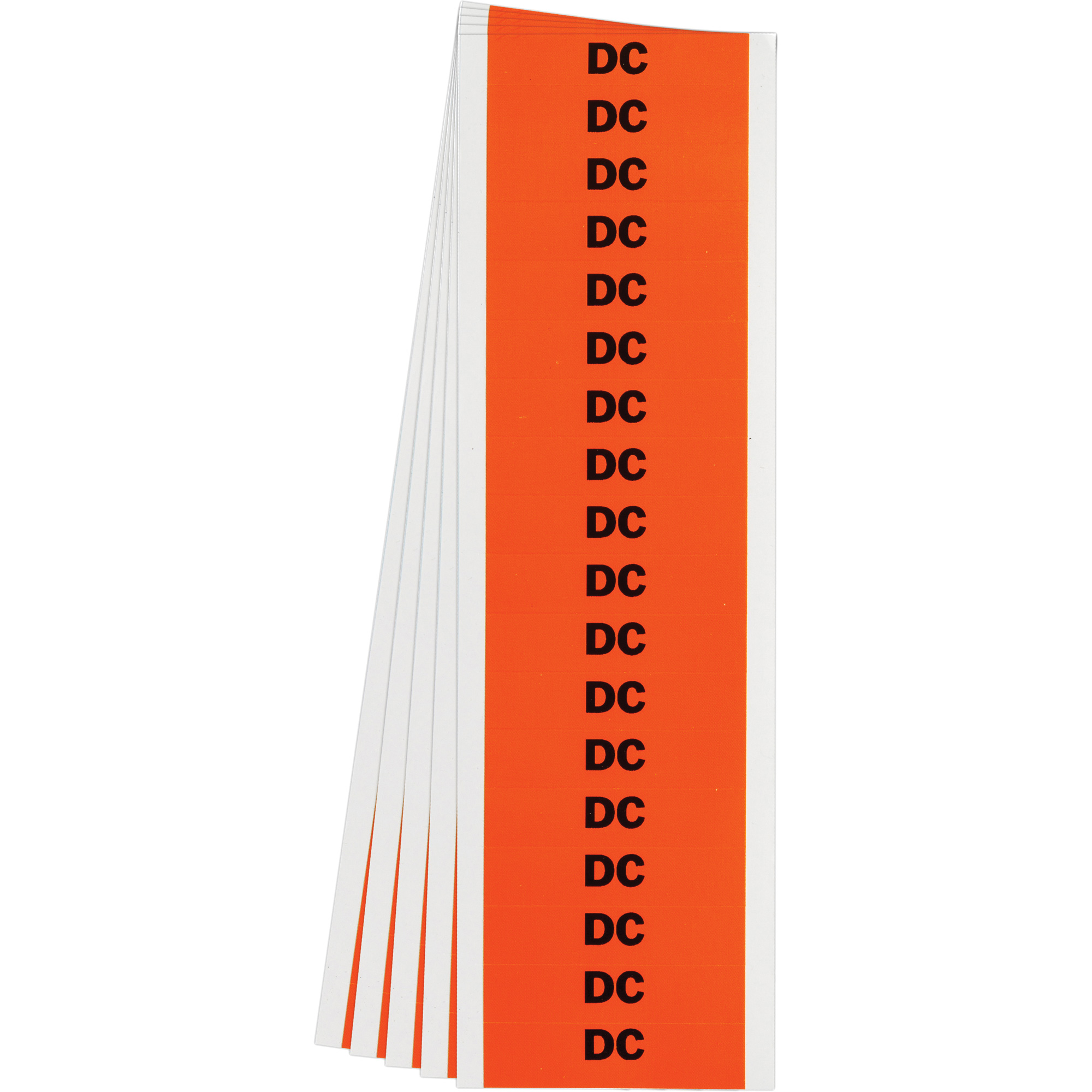 Étiquette de tension pour conduit « DC », 1/2" x 2-1/4", Étoffe/Vinyle, Anglais