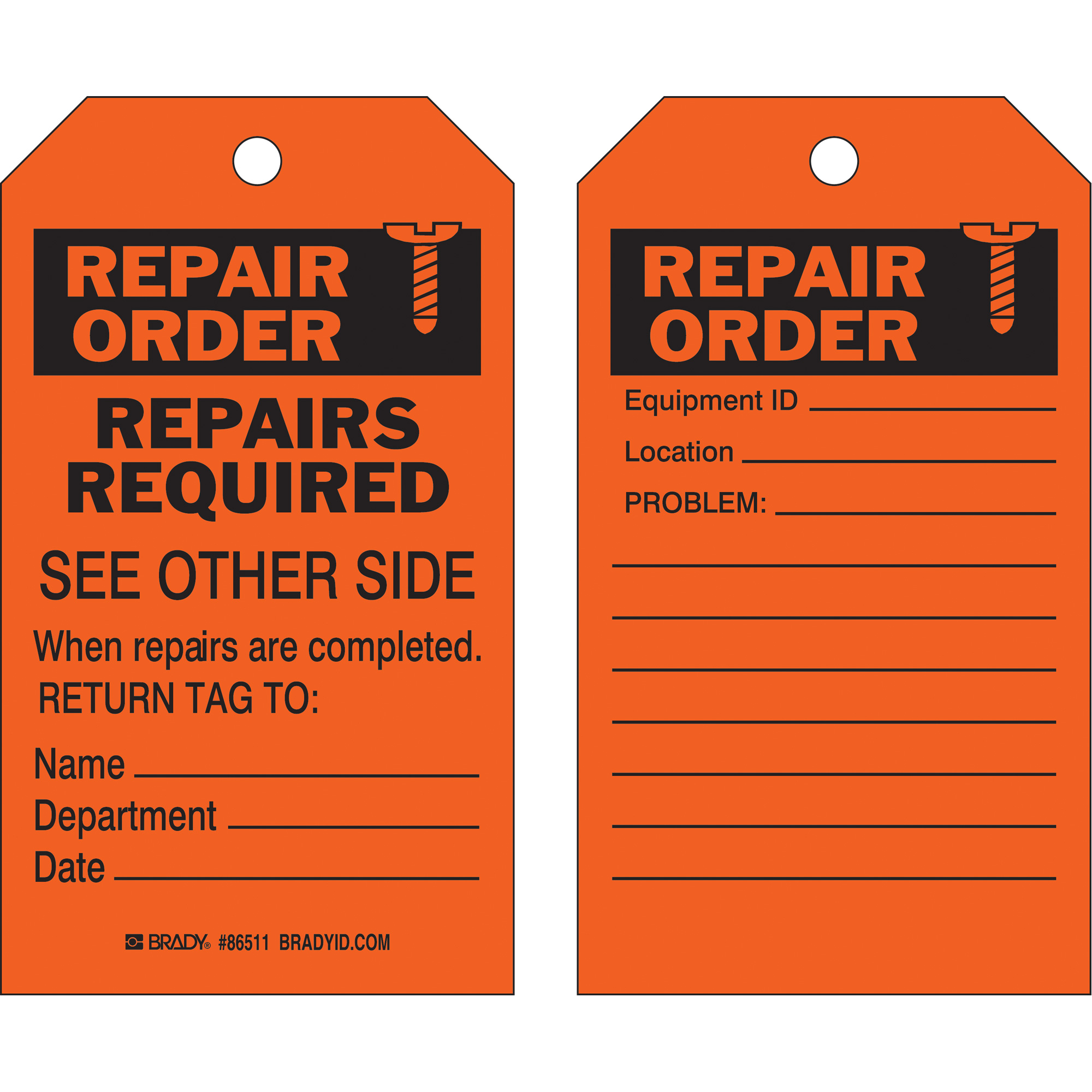Étiquette pour les réparations de sécurité, Polyester, 4" la x 7" h, Anglais