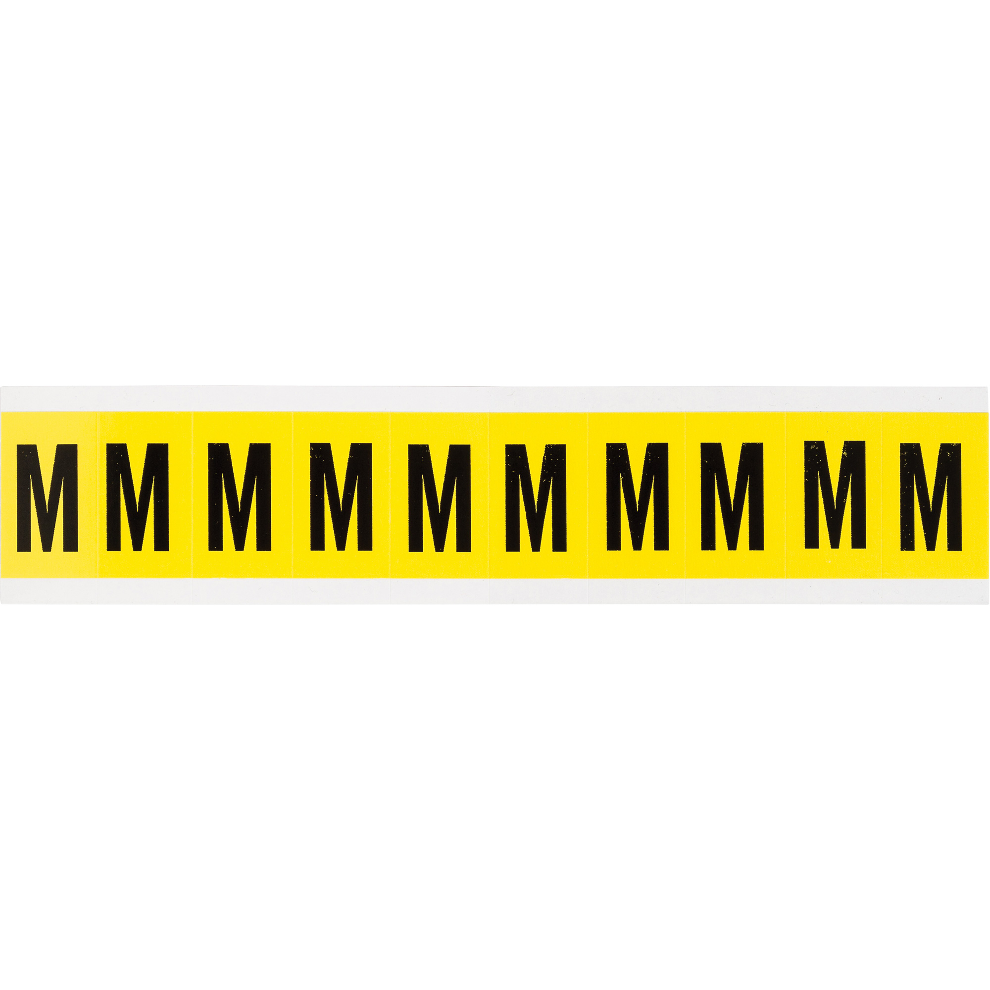 Étiquettes de lettres & chiffres individuels repositionnables, M, 1" h, Noir sur jaune