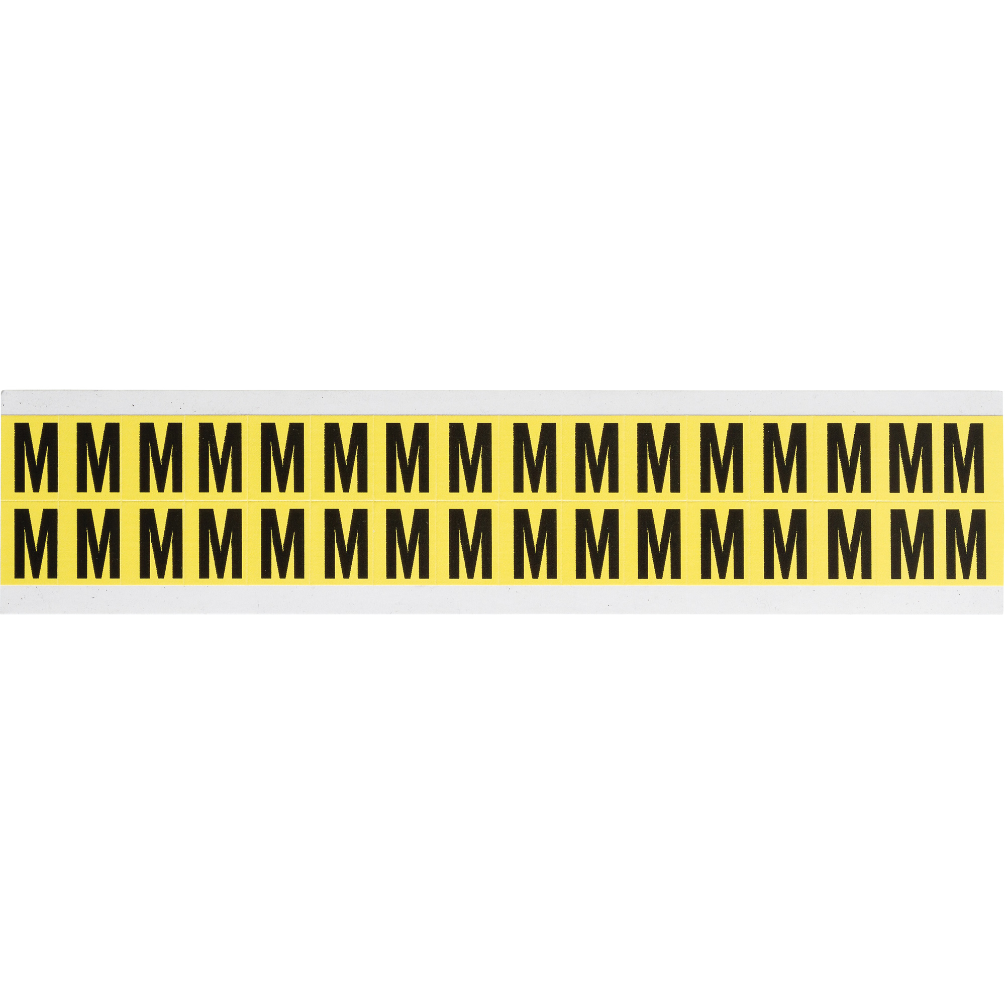 Étiquettes de lettres & chiffres individuels repositionnables, M, 5/8" h, Noir sur jaune