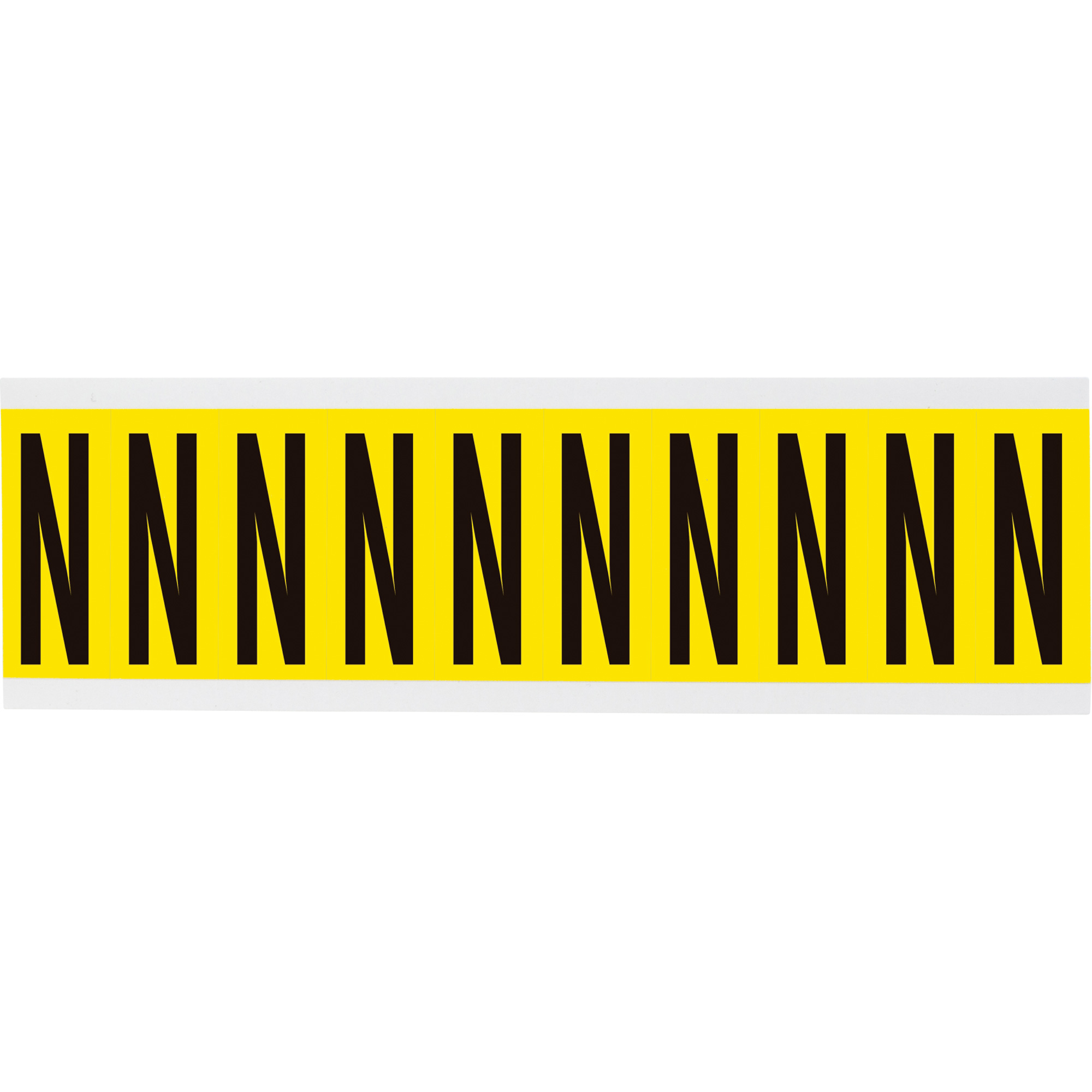 Étiquettes de lettres & chiffres individuels repositionnables, N, 2" h, Noir sur jaune