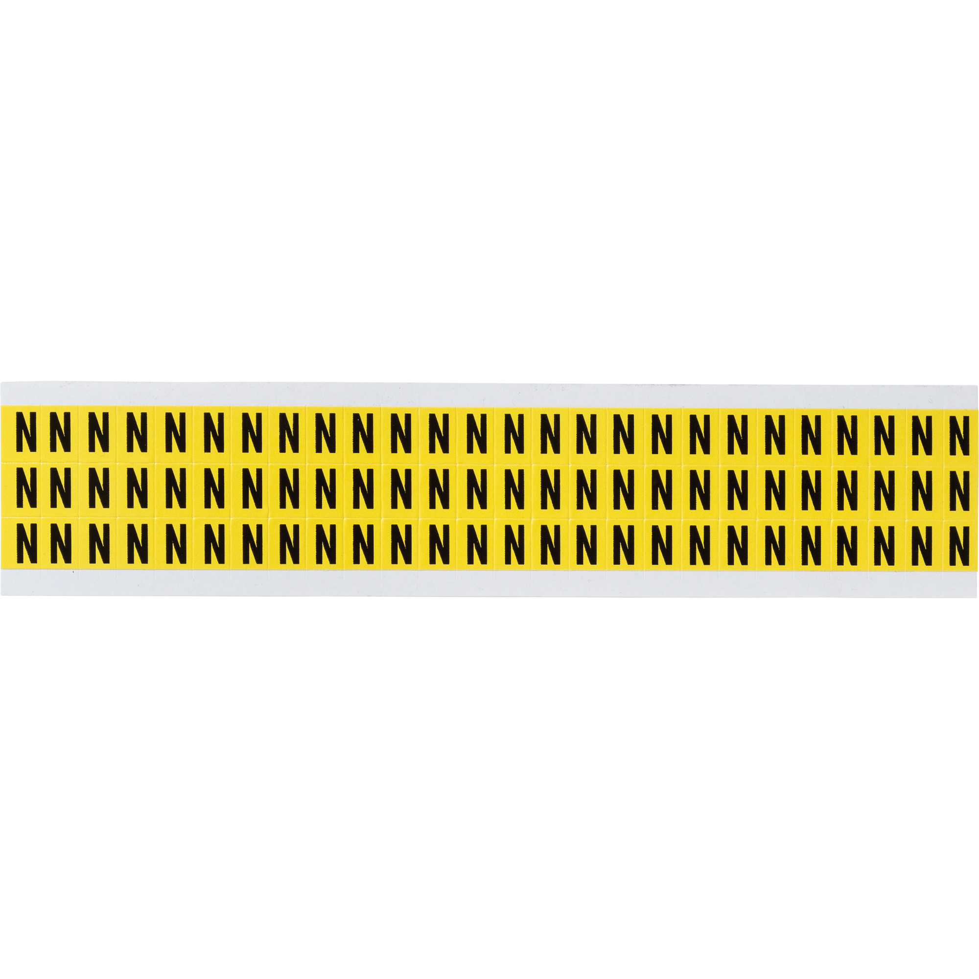 Étiquettes de lettres & chiffres individuels repositionnables, N, 3/8" h, Noir sur jaune