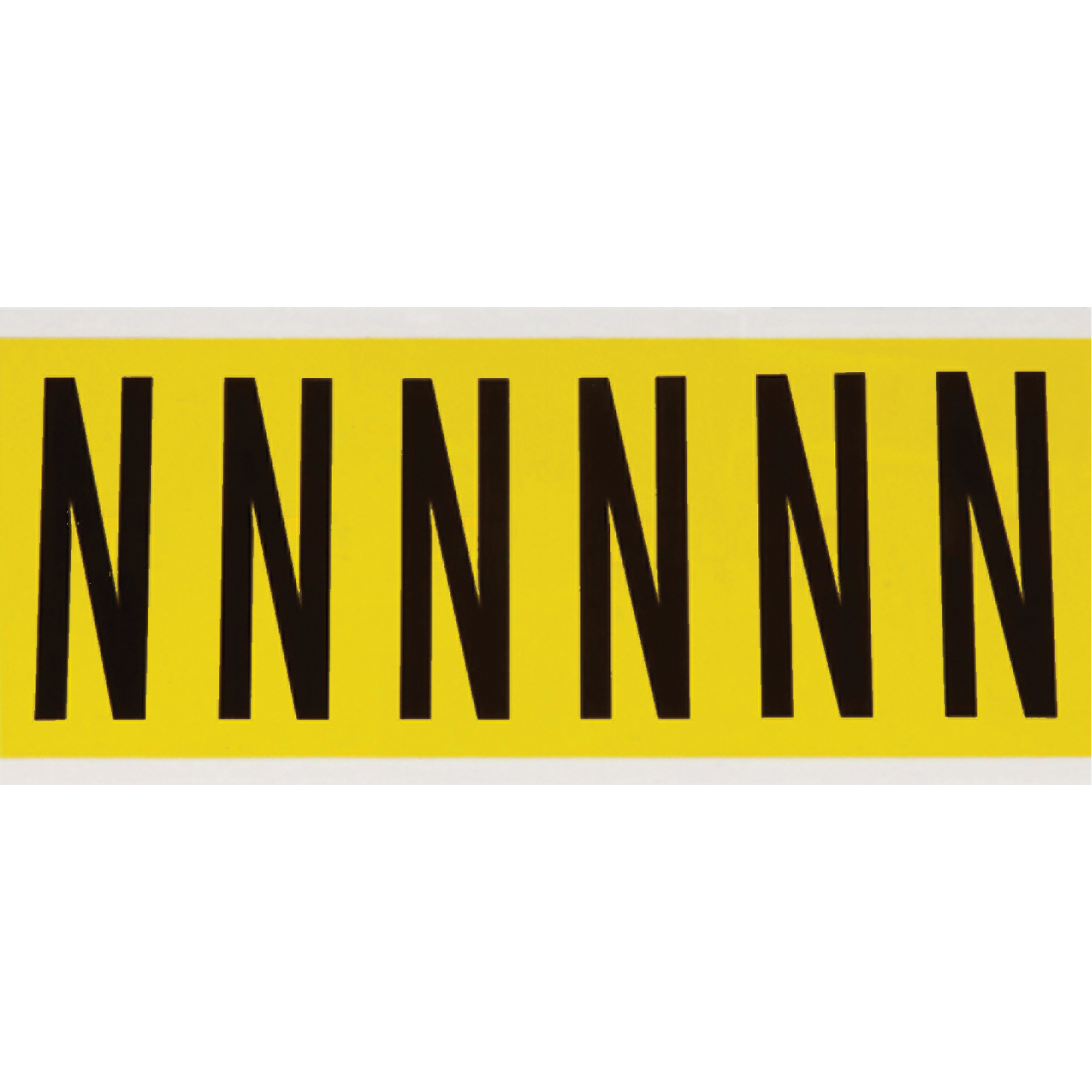 Étiquettes de lettres & chiffres individuels repositionnables, N, 3" h, Noir sur jaune